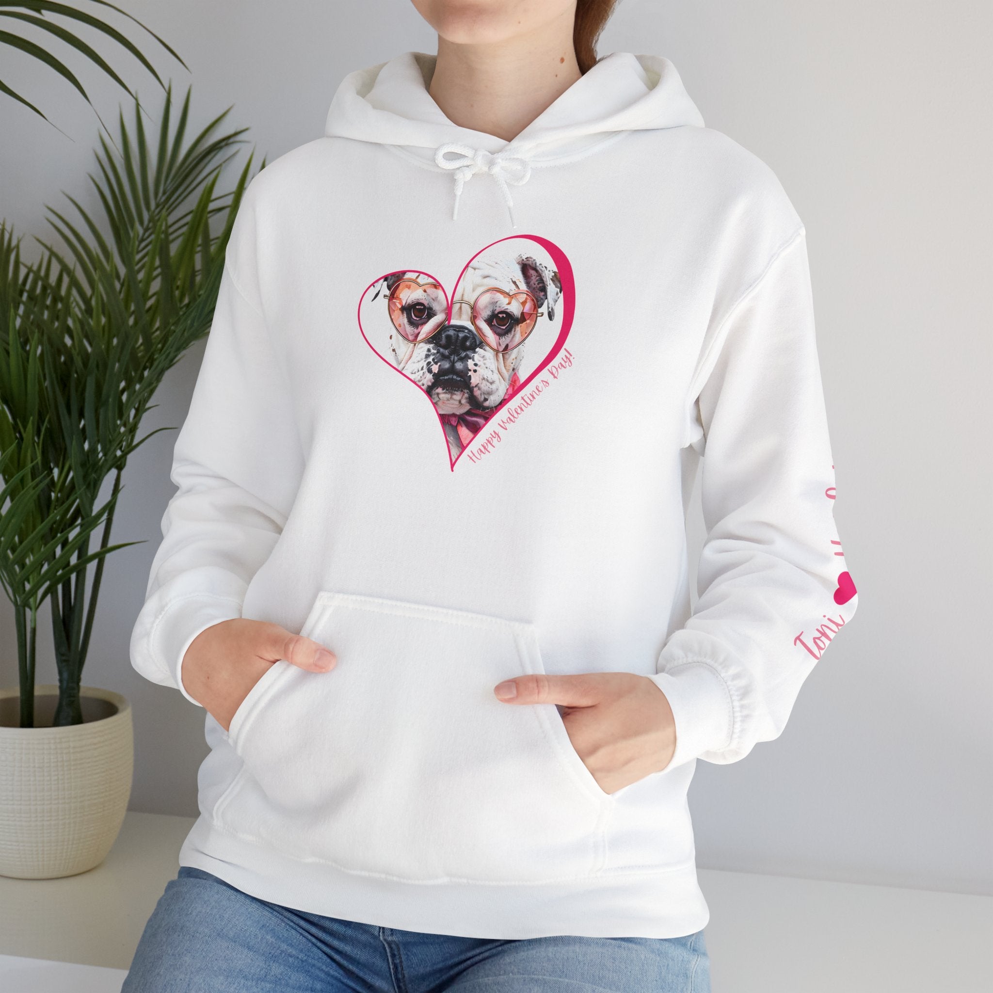 Personalized Paw-fect Love Valentine’s Unisex Heavy Blend™ Hooded Sweatshirt (English)