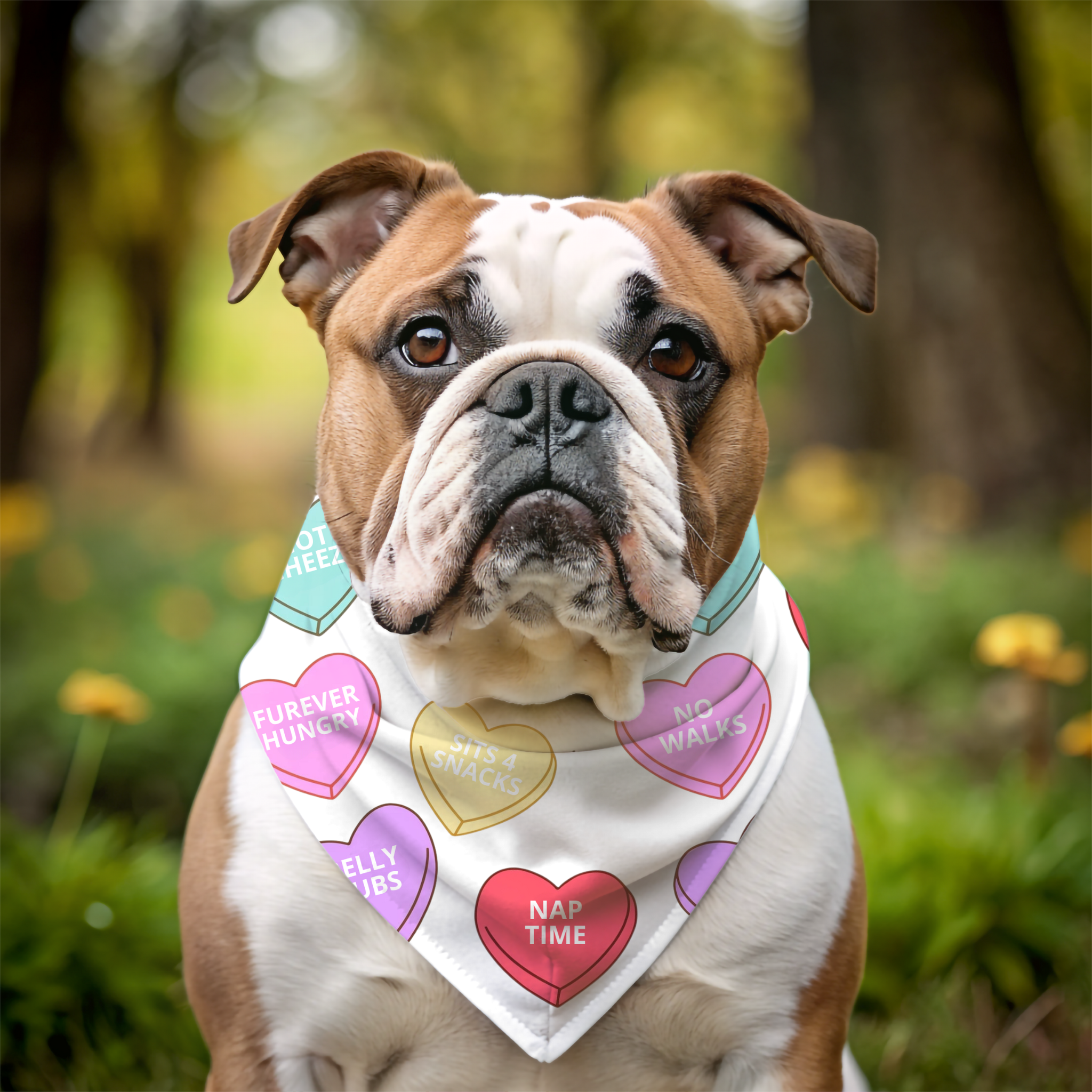 Valentine's Day Bulldog Dog Bandana: For the Love of Bulldogs (Hearts)