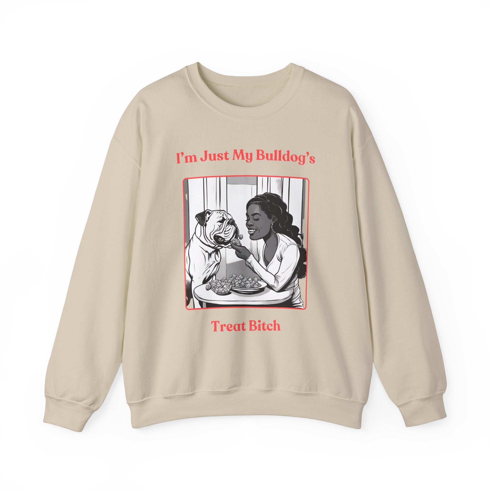 "Just My Bulldog's Treat Bitch" Crew Neck Sweatshirt (English/Pink)