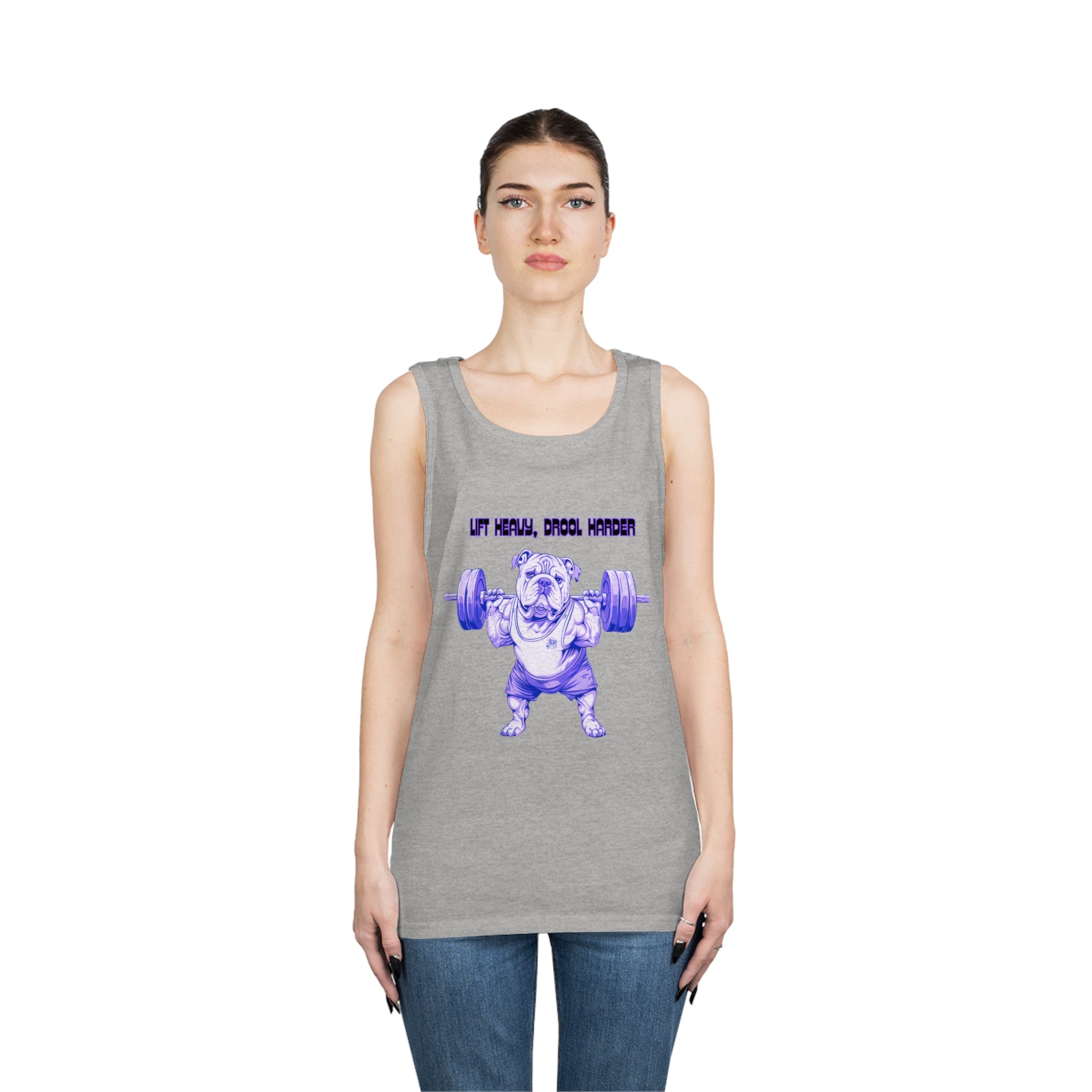 Tipsy Bully "Sweat, Drool, Repeat"  Unisex Tank Top (English/Purple)