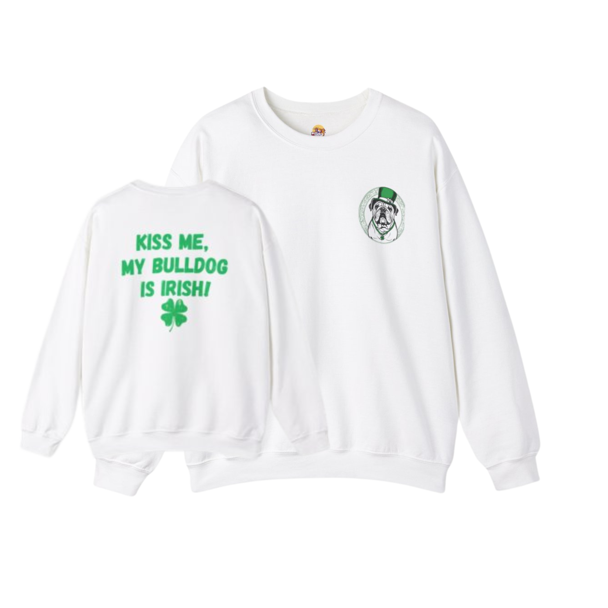 Bulldog St. Patrick's Day Sweatshirt (Kiss Me/English)