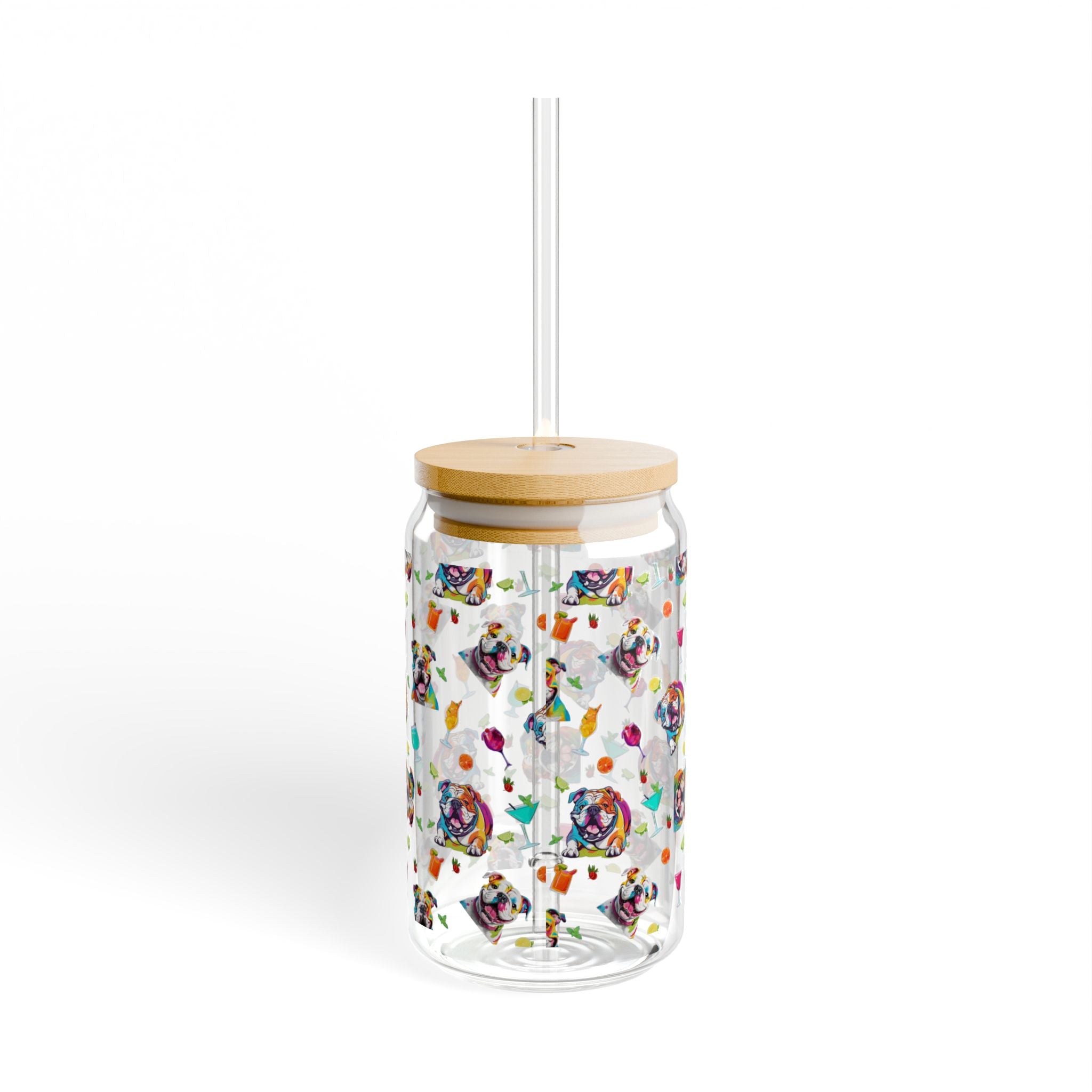Summer Cocktails Sipper Glass detail shot - English Bulldog mom glass | Tipsy Bully