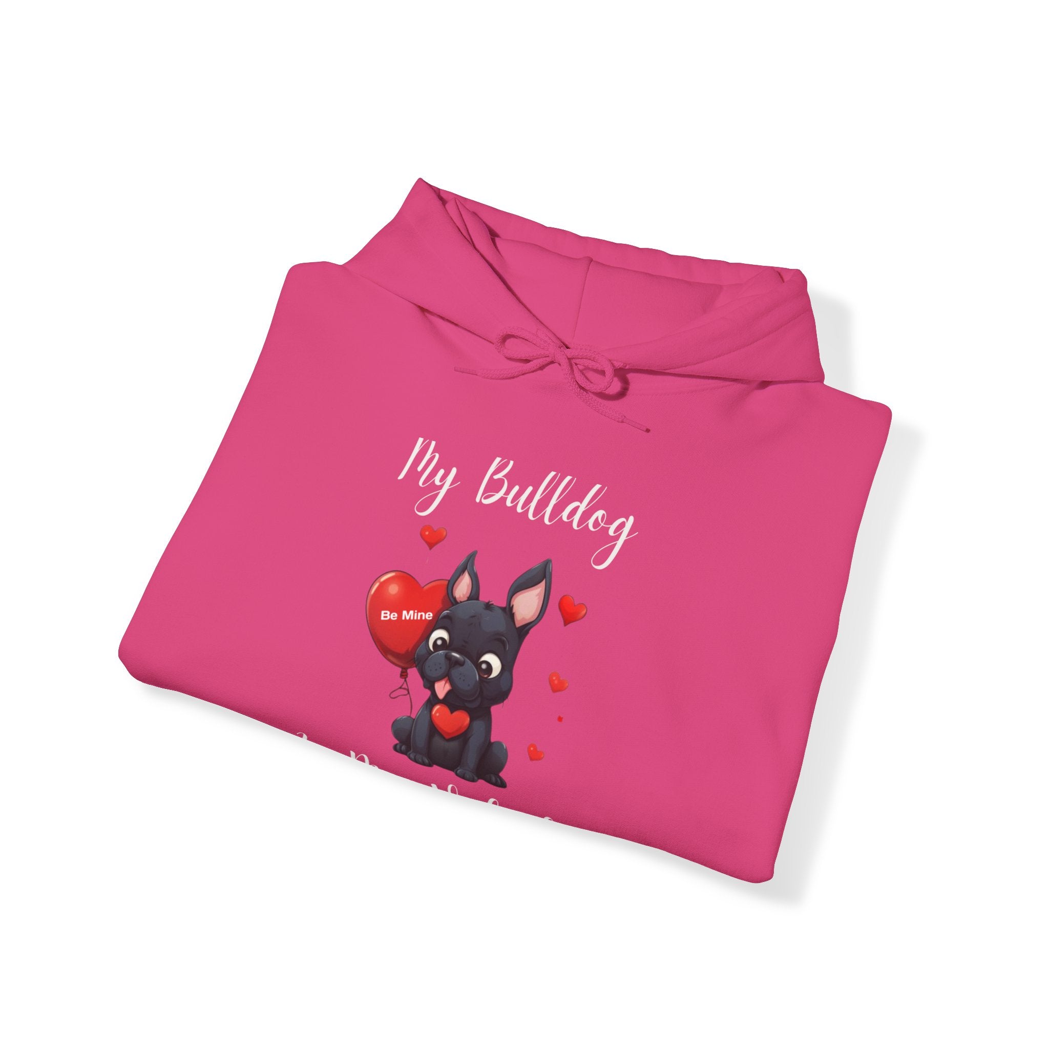 My Bulldog Is My Valentine" - Customizable Bulldog Valentine's Day Hoodie from Tipsy Bully (French/Black)