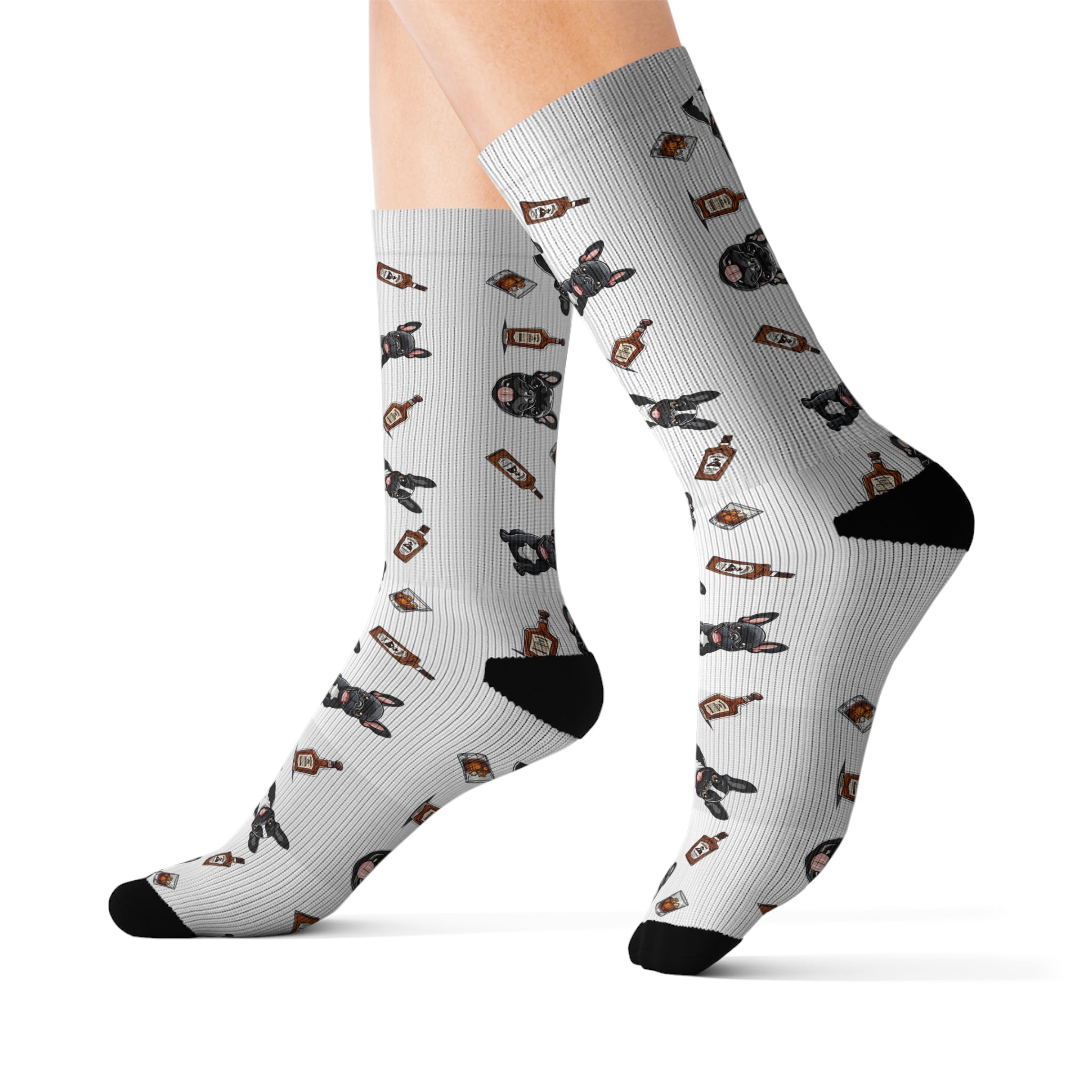 Tipsy Bully Bourbon & Bulldog Socks (French/Black)