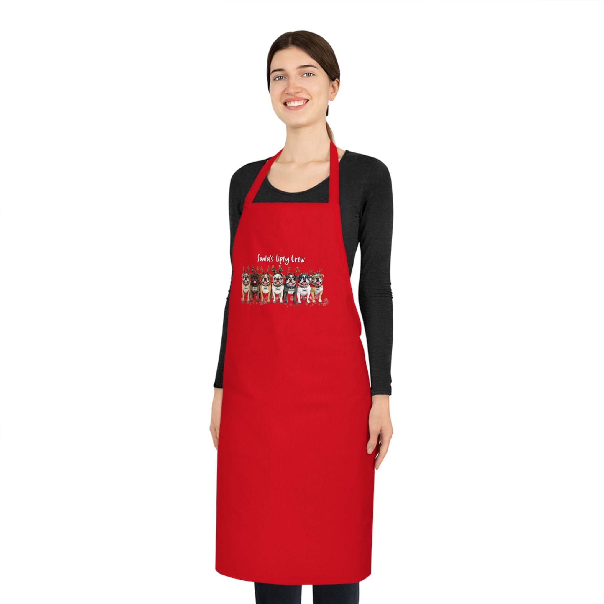 “Santa’s Tipsy Crew” Cotton Apron (English)