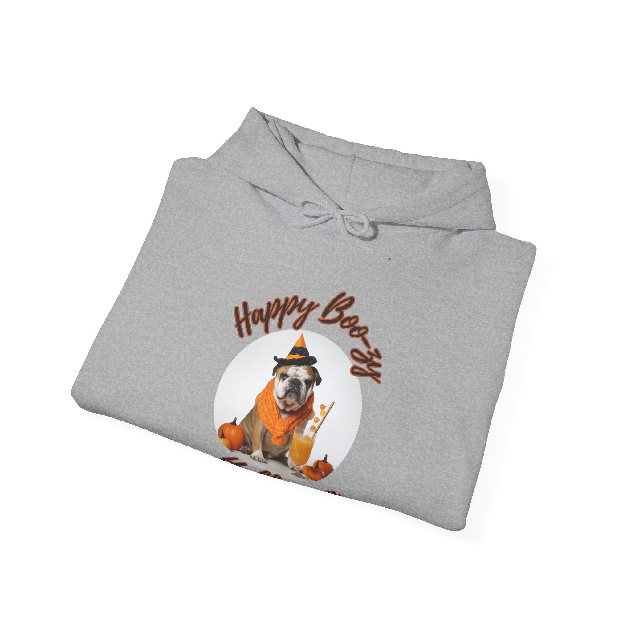 "Happy Boo-zy Haloween" Halloween Bulldog Hoodie (Tan/English)