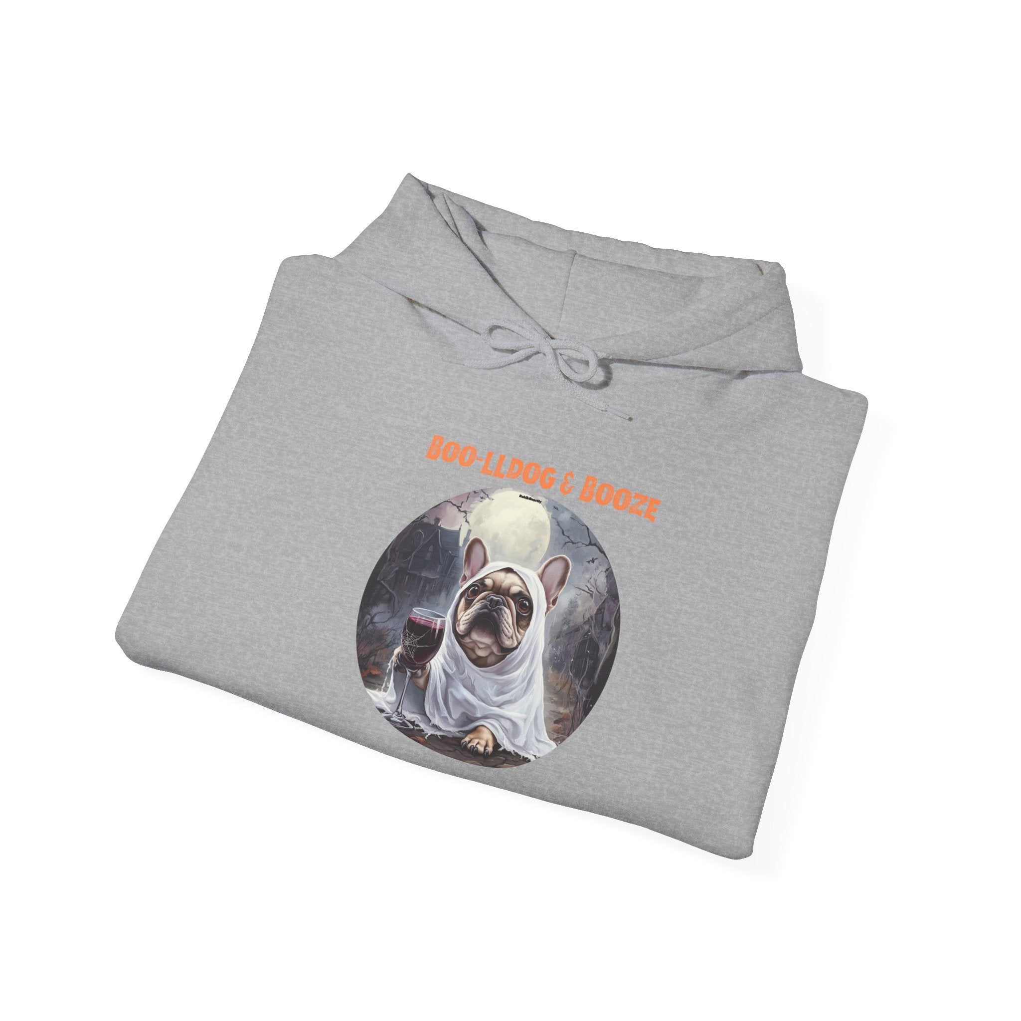 Boo-lldog & Booze Halloween Bulldog Hoodie (Tan/French)