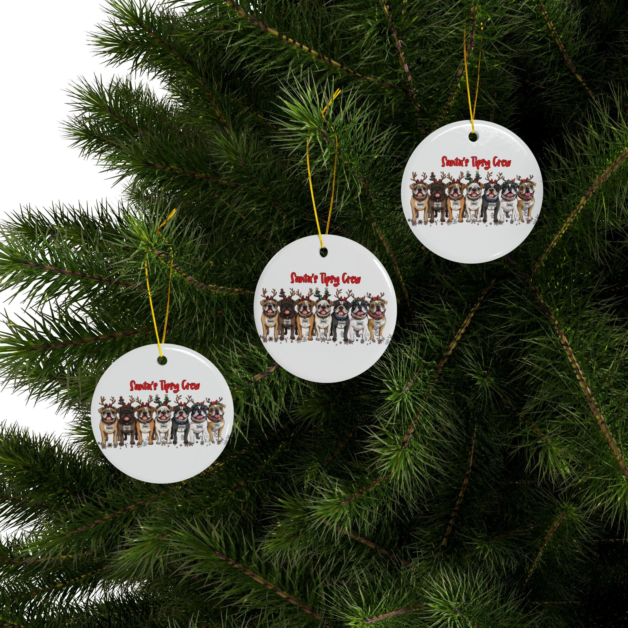 Santa's Tipsy Crew Christmas ornament (1pc, 3pcs, 5pcs, 10pcs/English)