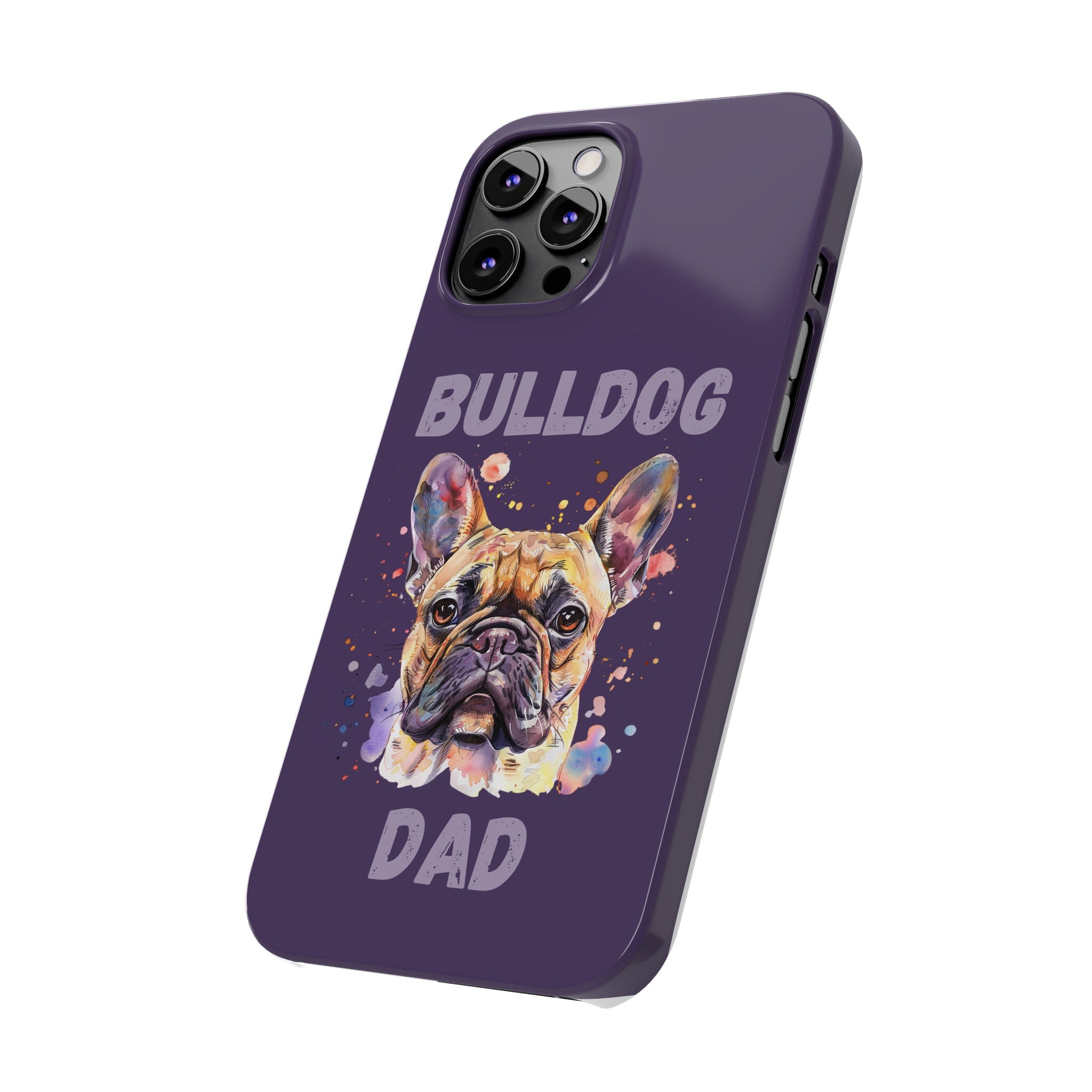 Bulldog Dad iPhone Cases (French/Purple)