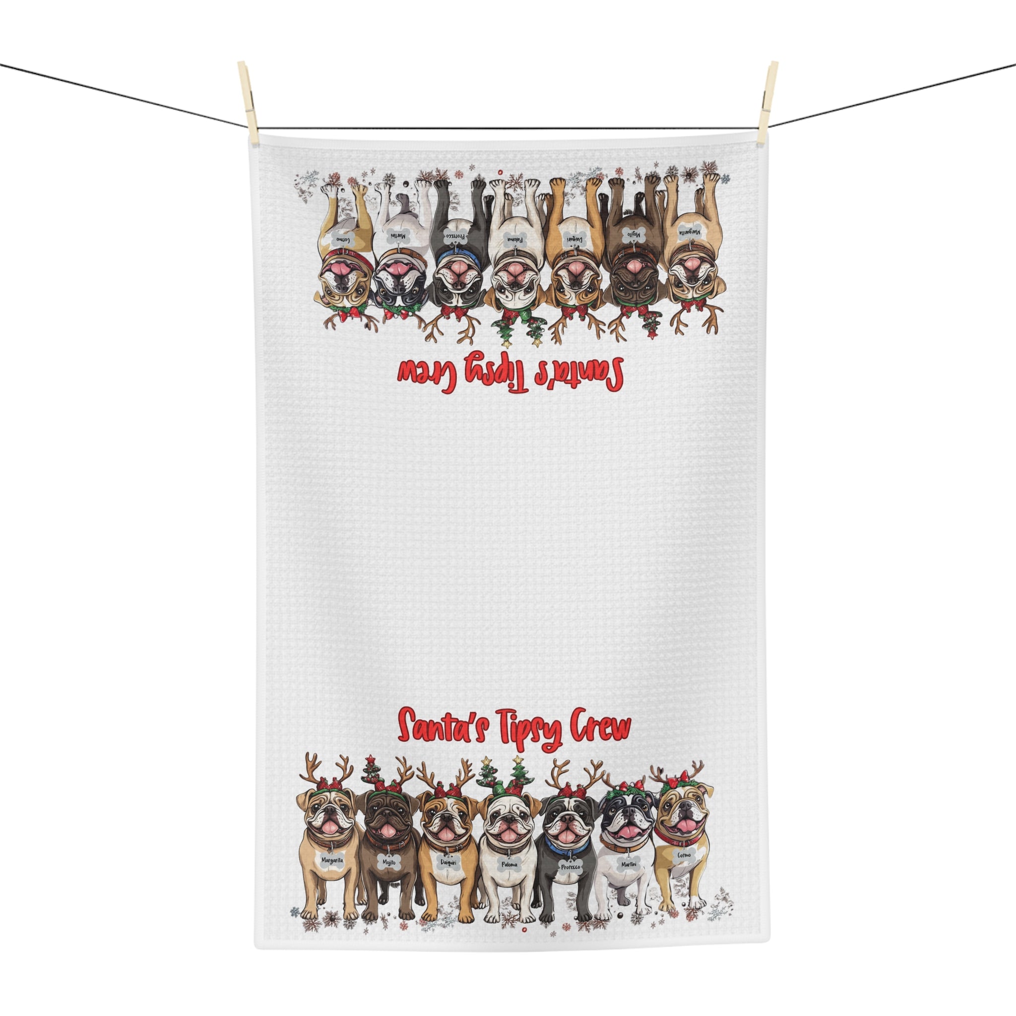 "Santa’s Tipsy Crew" Christmas Microfiber Tea Towel (English)