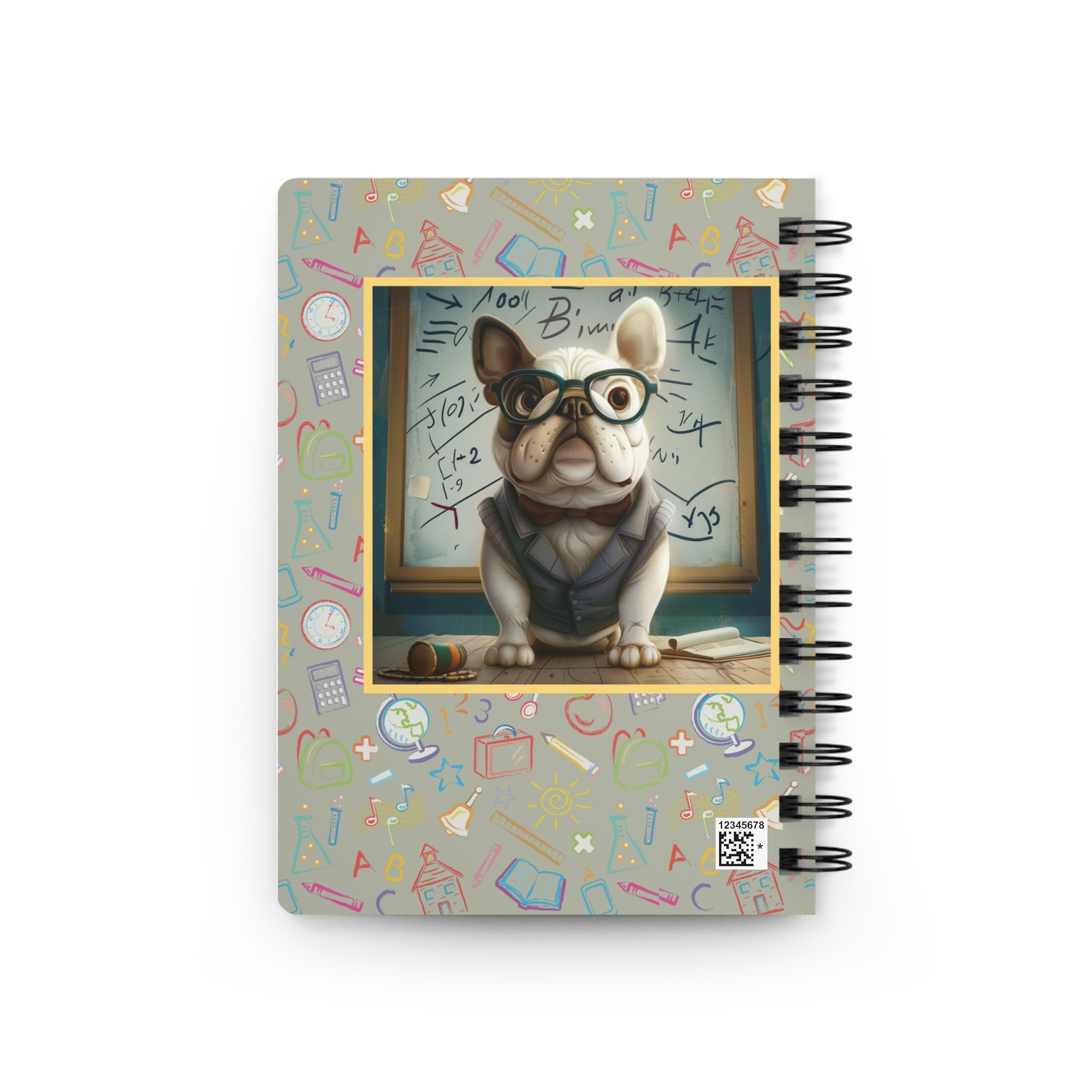 Smarty Paws Back-to-School Bulldog Spiral Notebook (White/French)