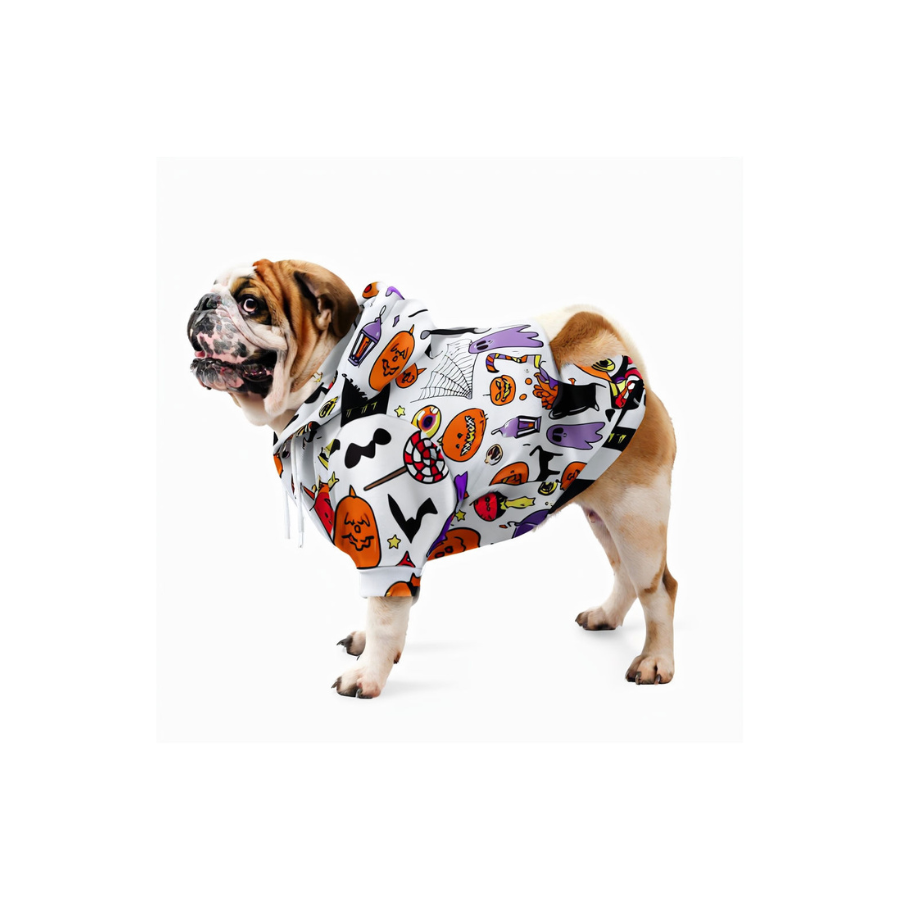 "Howl-o-ween Candy Craze" Zip-Up Dog Hoodie (English)