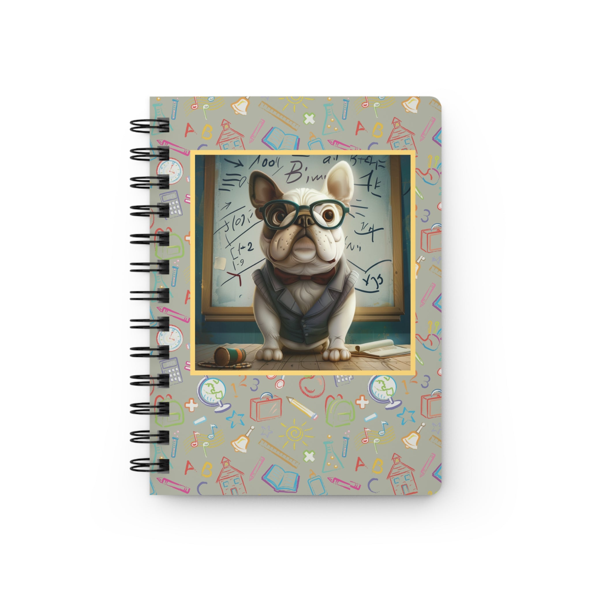 Smarty Paws Back-to-School Bulldog Spiral Notebook (White/French)