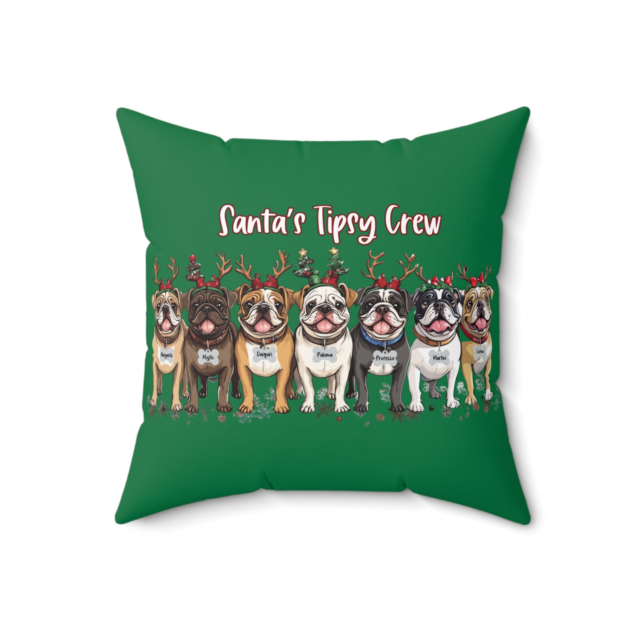 Copy of “Santa’s Tipsy Crew” Christmas pillow (Green/English)