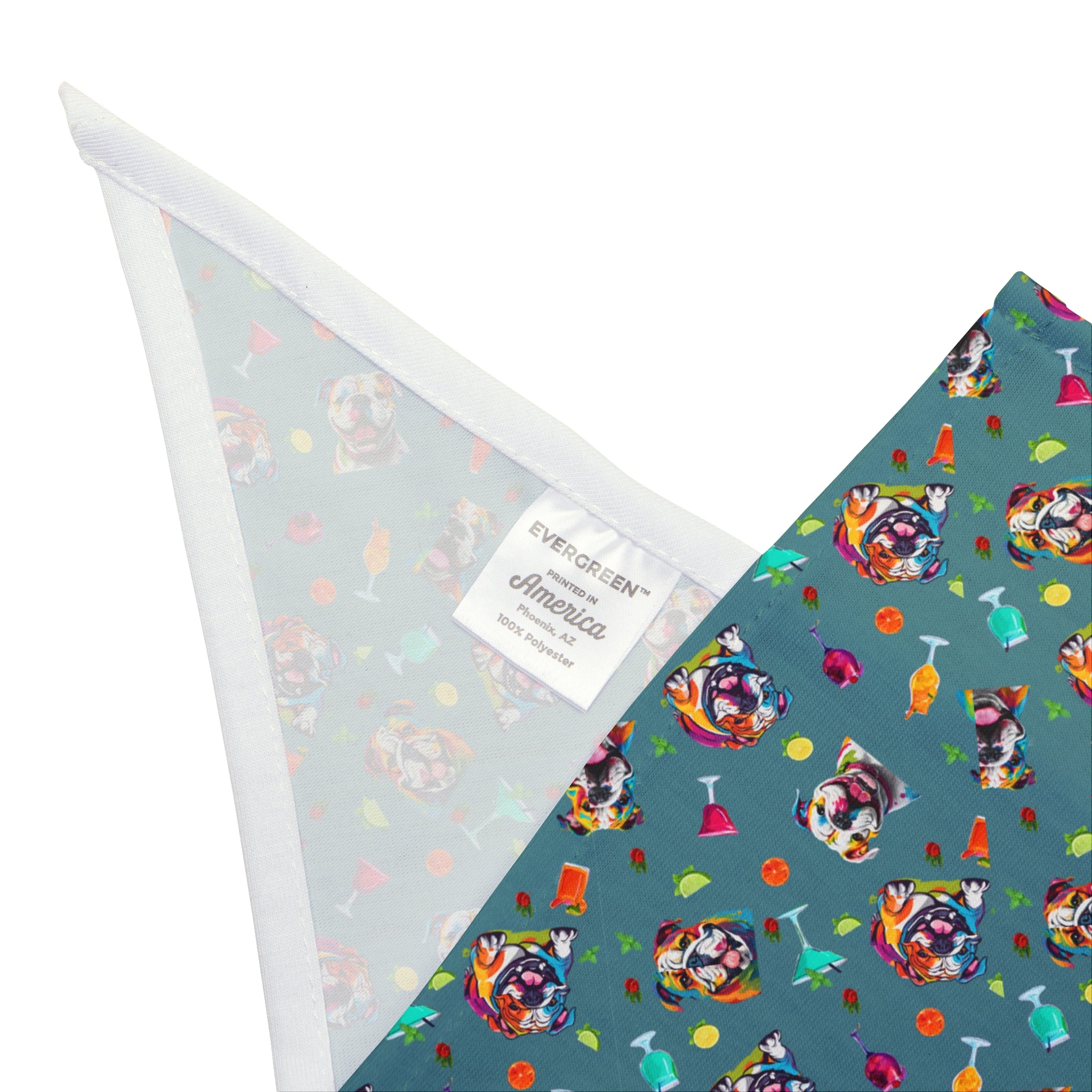 Tipsy Bully Summer Cocktail Bulldog Bandana (English/Turq)