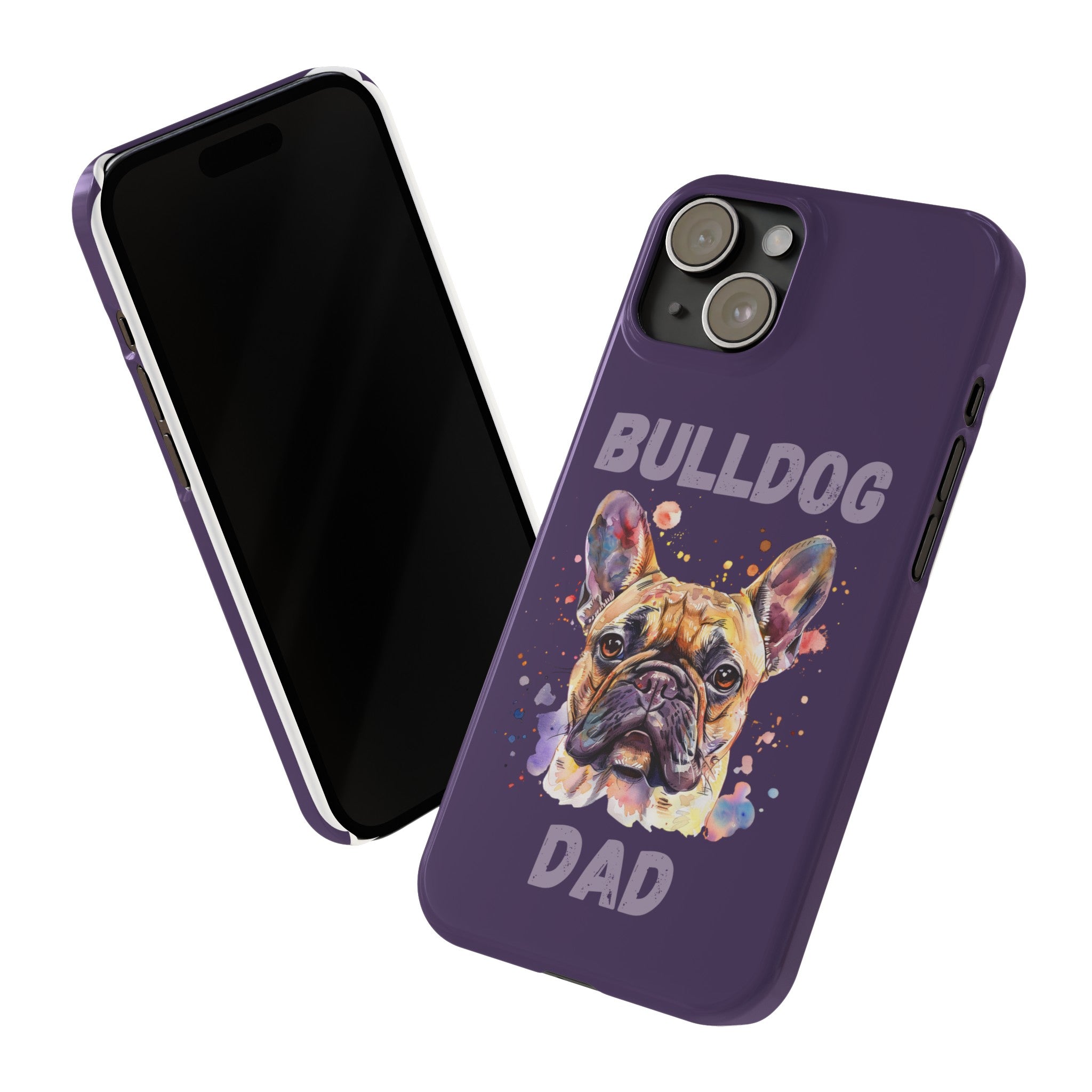 Bulldog Dad iPhone Cases (French/Purple)