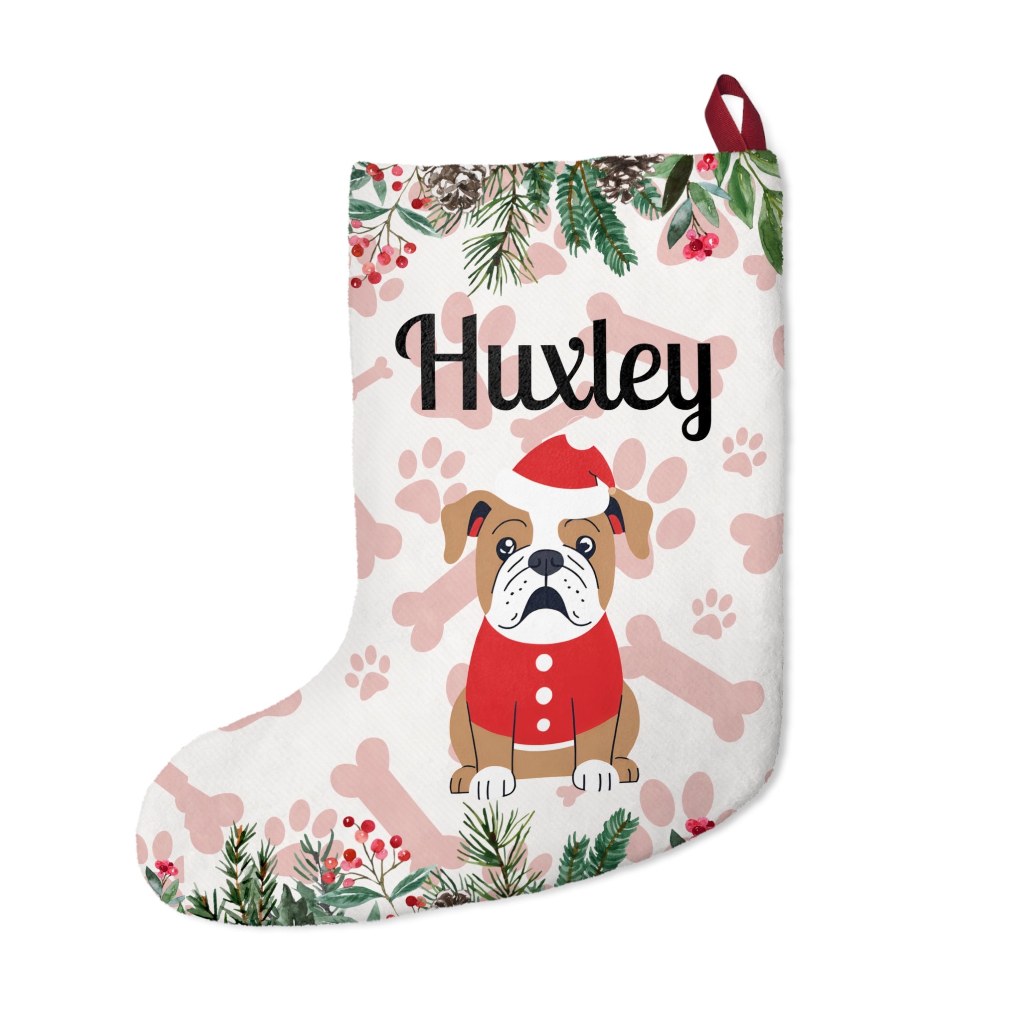 Personalized Bulldog Christmas Stockings (English)