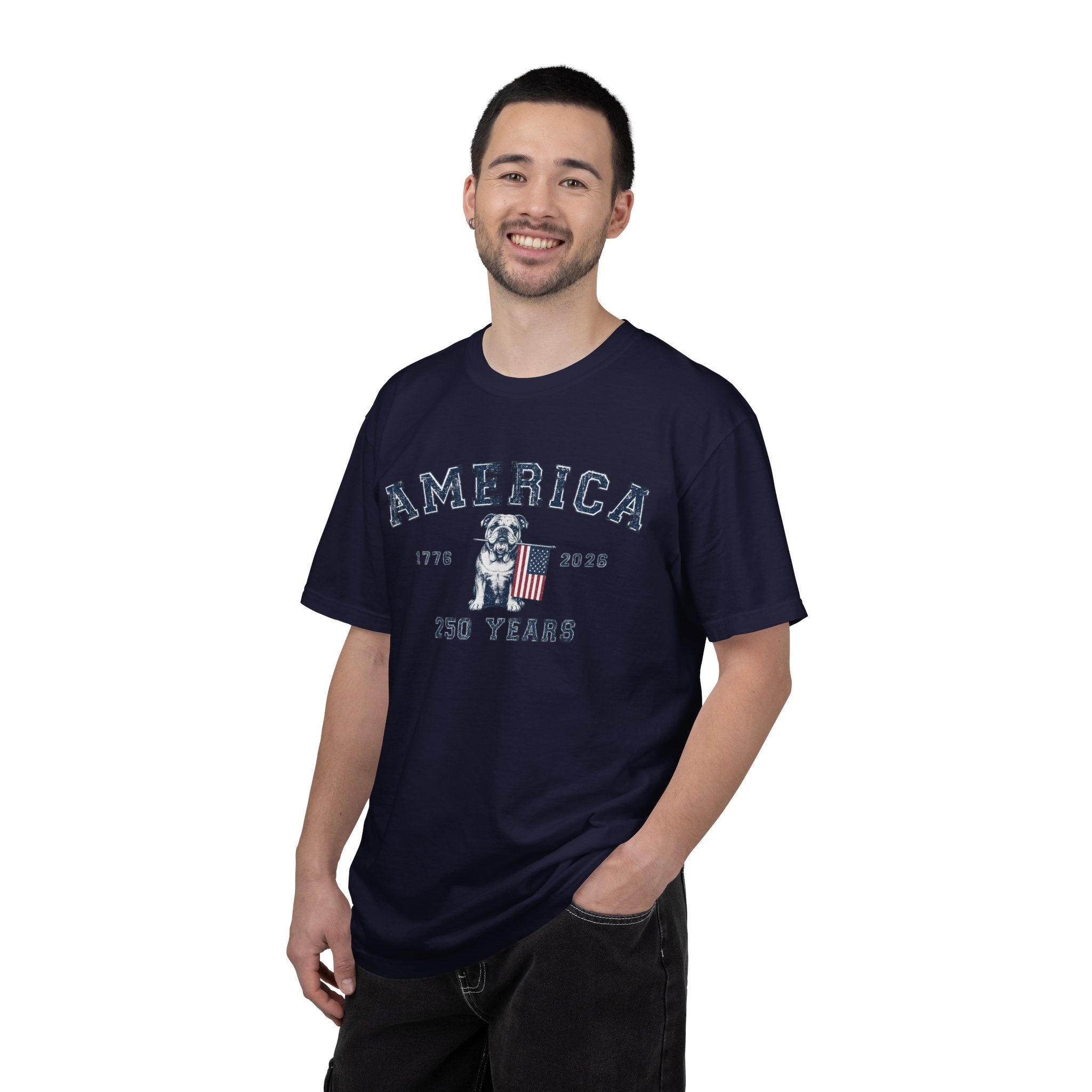 America 250 Years Bulldog T-Shirt | Patriotic Garment-Dyed Tee (English)