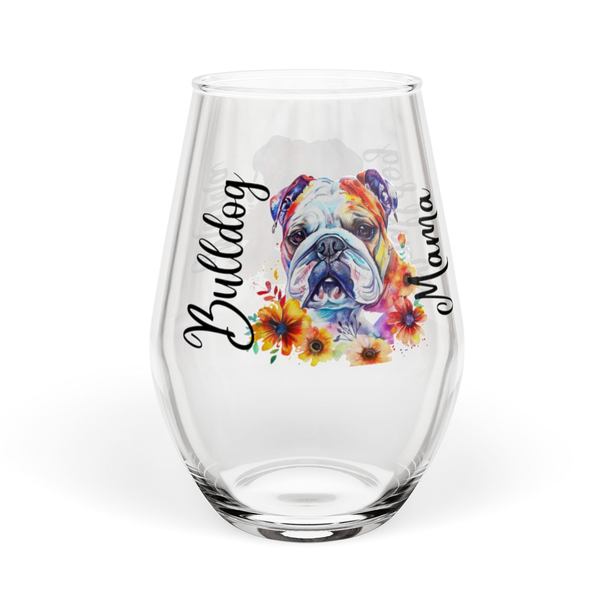 Bulldog Mama Stemless Wine Glass (English2)
