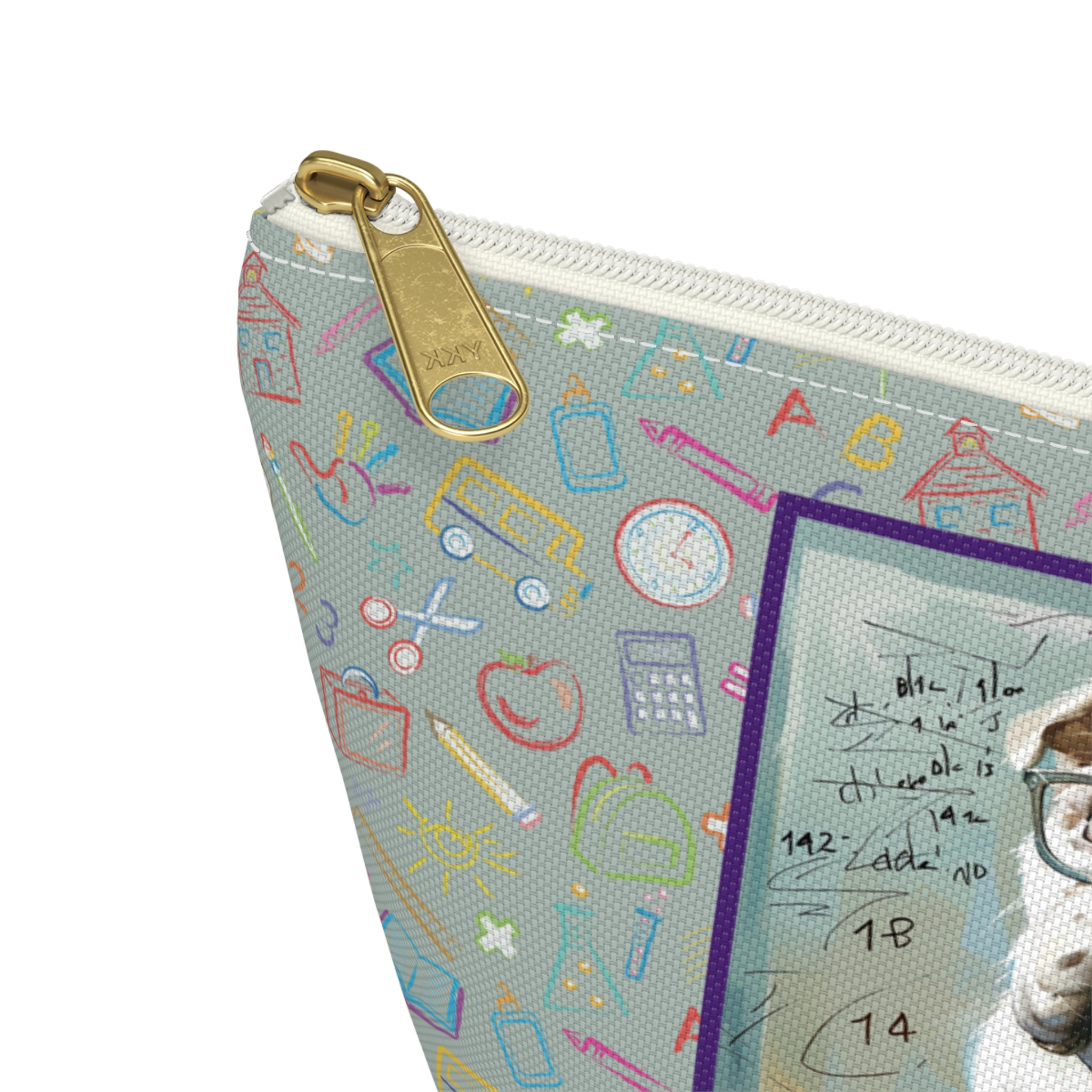 Smarty Paws Back-to-School Bulldog Accessory Pouch (White/English)