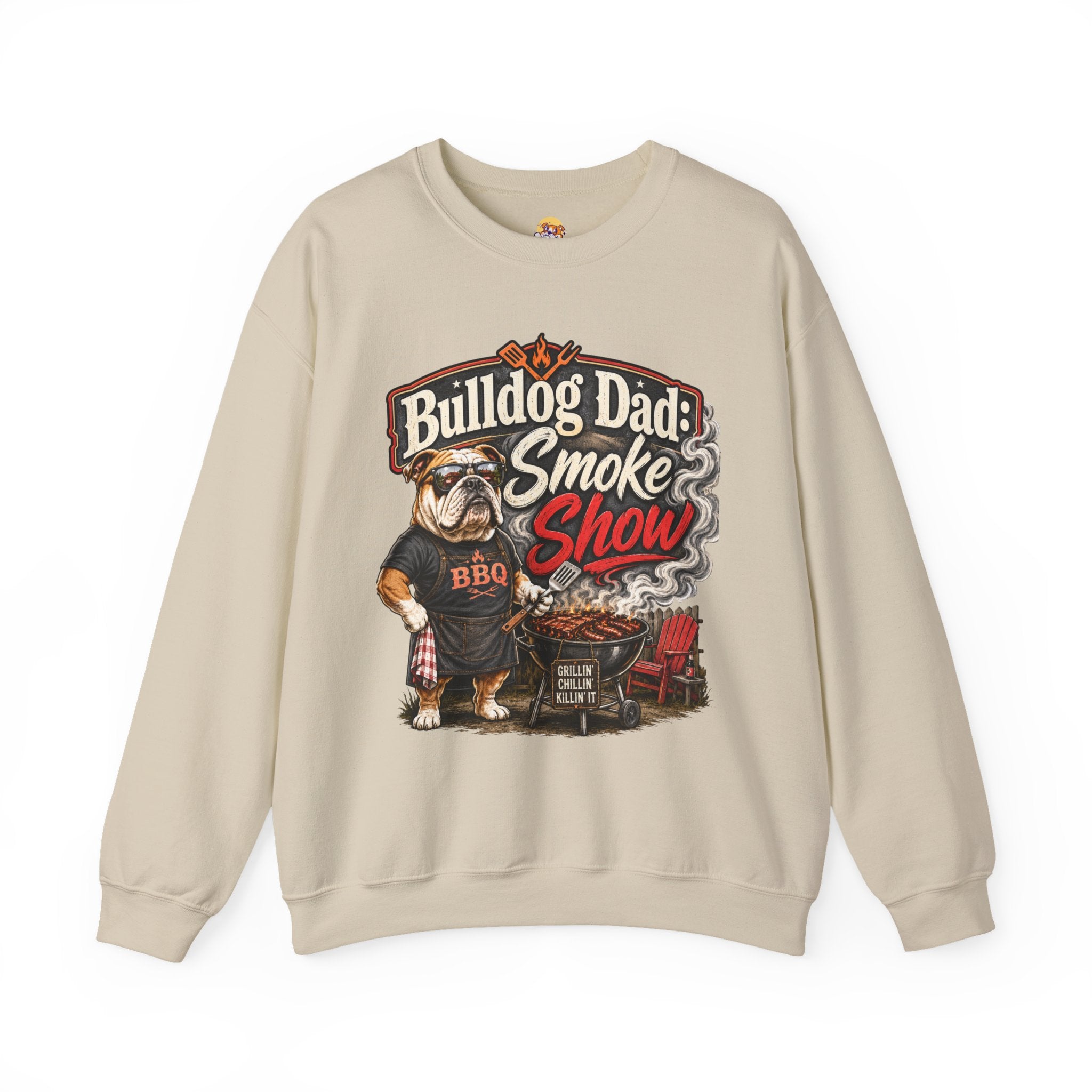 Bulldog Dad Sweatshirt - "Bulldog Dad: Smoke Show" Cozy Crewneck (English)