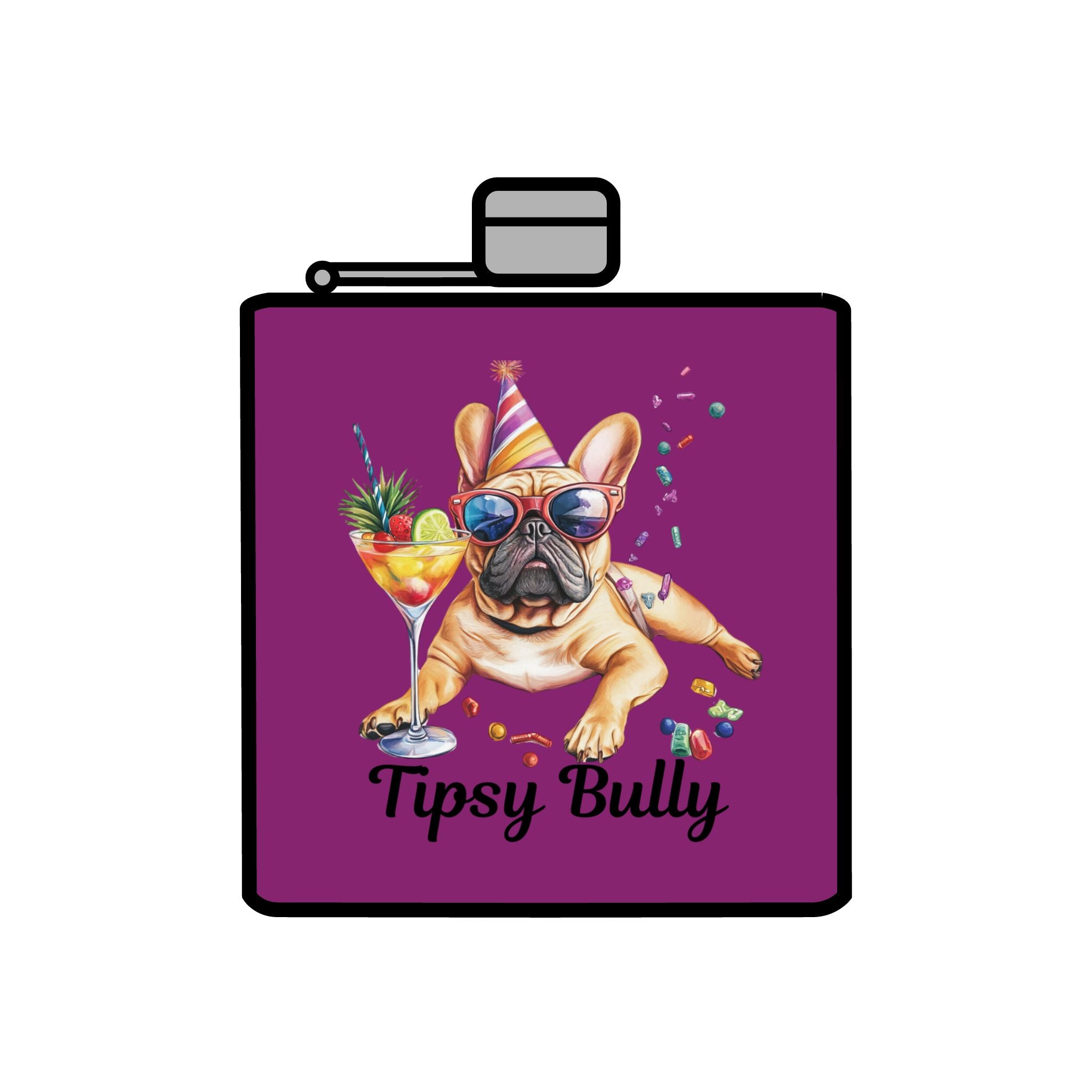 Tipsy Bully Stainless Steel Flask – Bulldog Edition (French/Tipsy Bully)