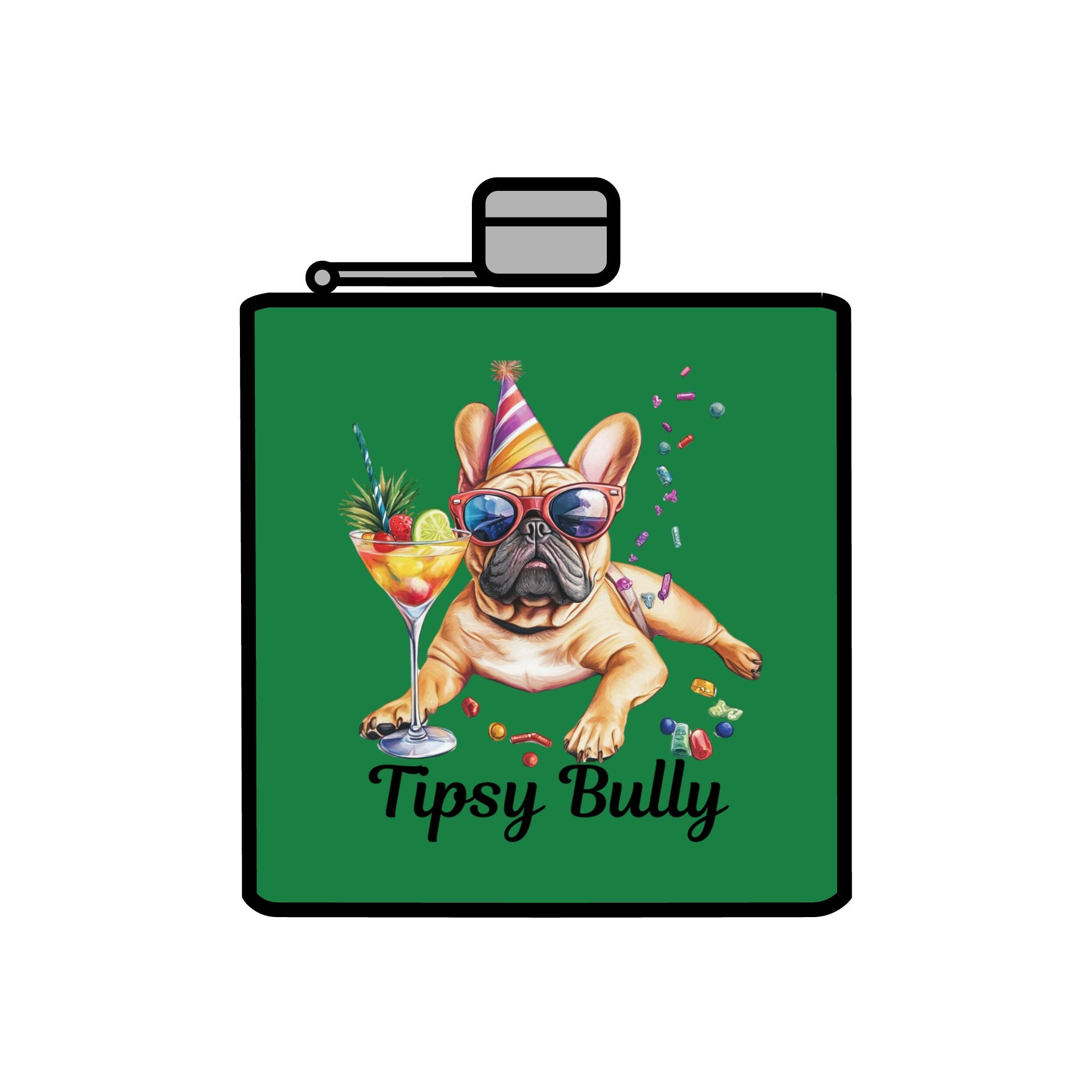 Tipsy Bully Stainless Steel Flask – Bulldog Edition (French/Tipsy Bully)