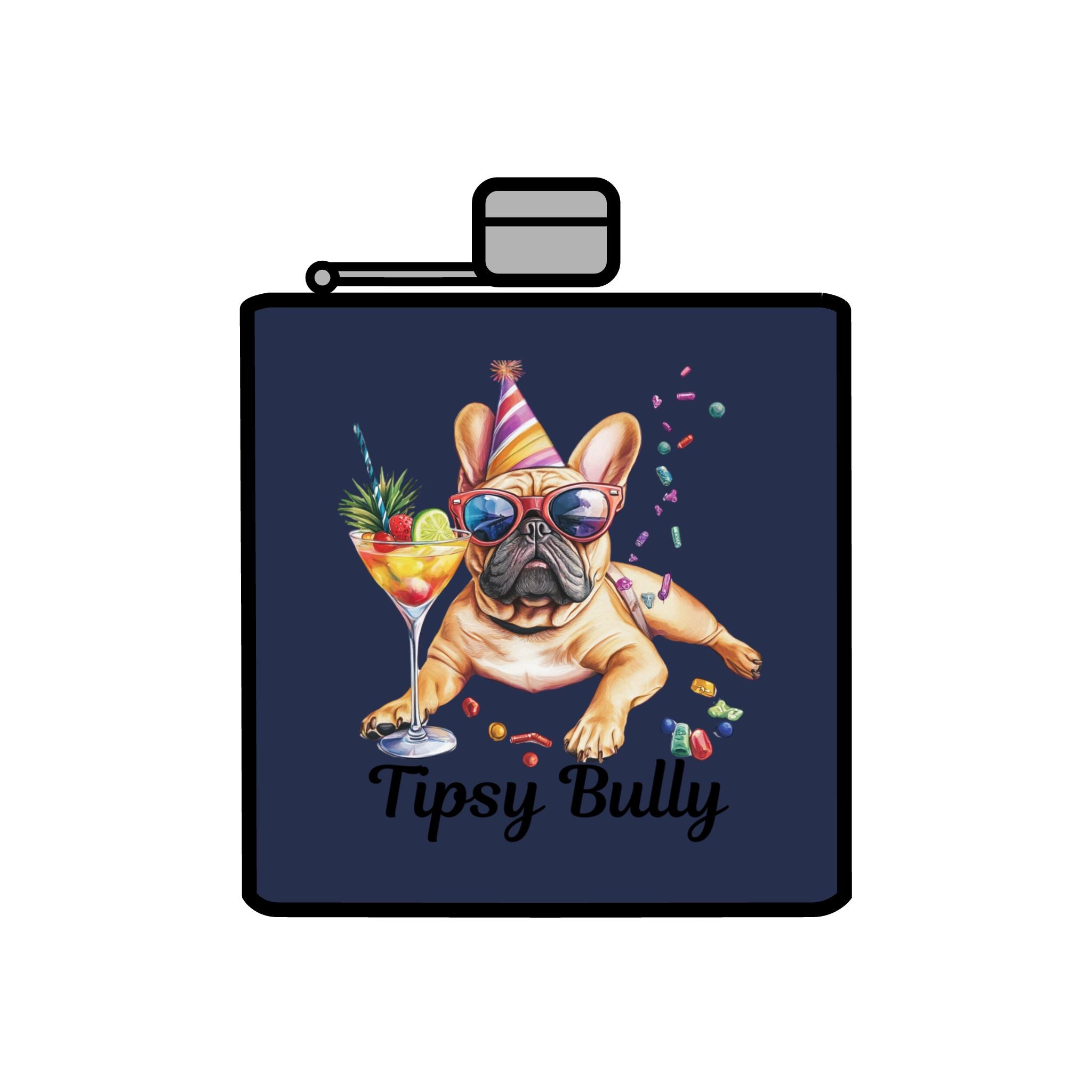 Tipsy Bully Stainless Steel Flask – Bulldog Edition (French/Tipsy Bully)