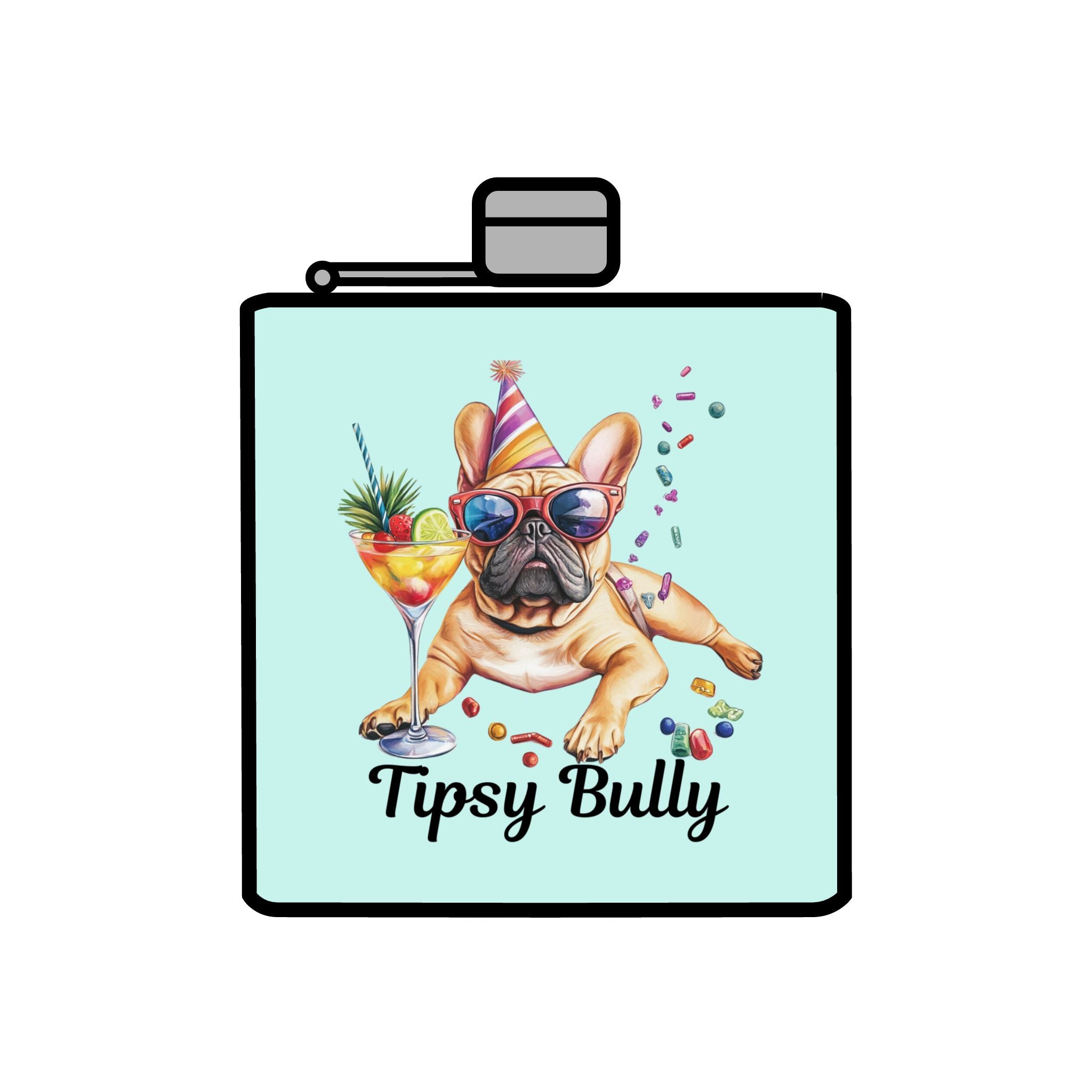 Tipsy Bully Stainless Steel Flask – Bulldog Edition (French/Tipsy Bully)