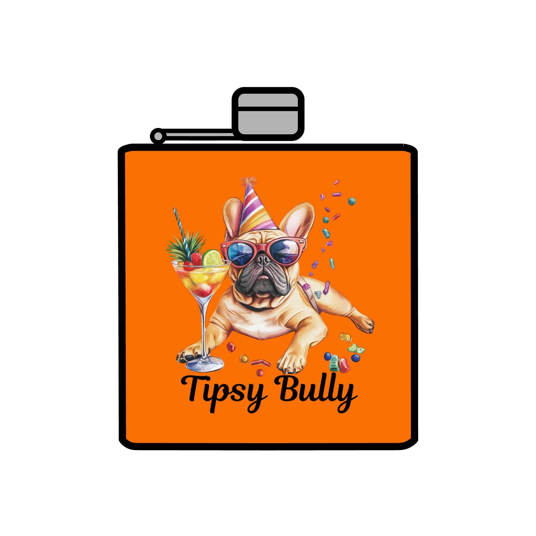 Tipsy Bully Stainless Steel Flask – Bulldog Edition (French/Tipsy Bully)