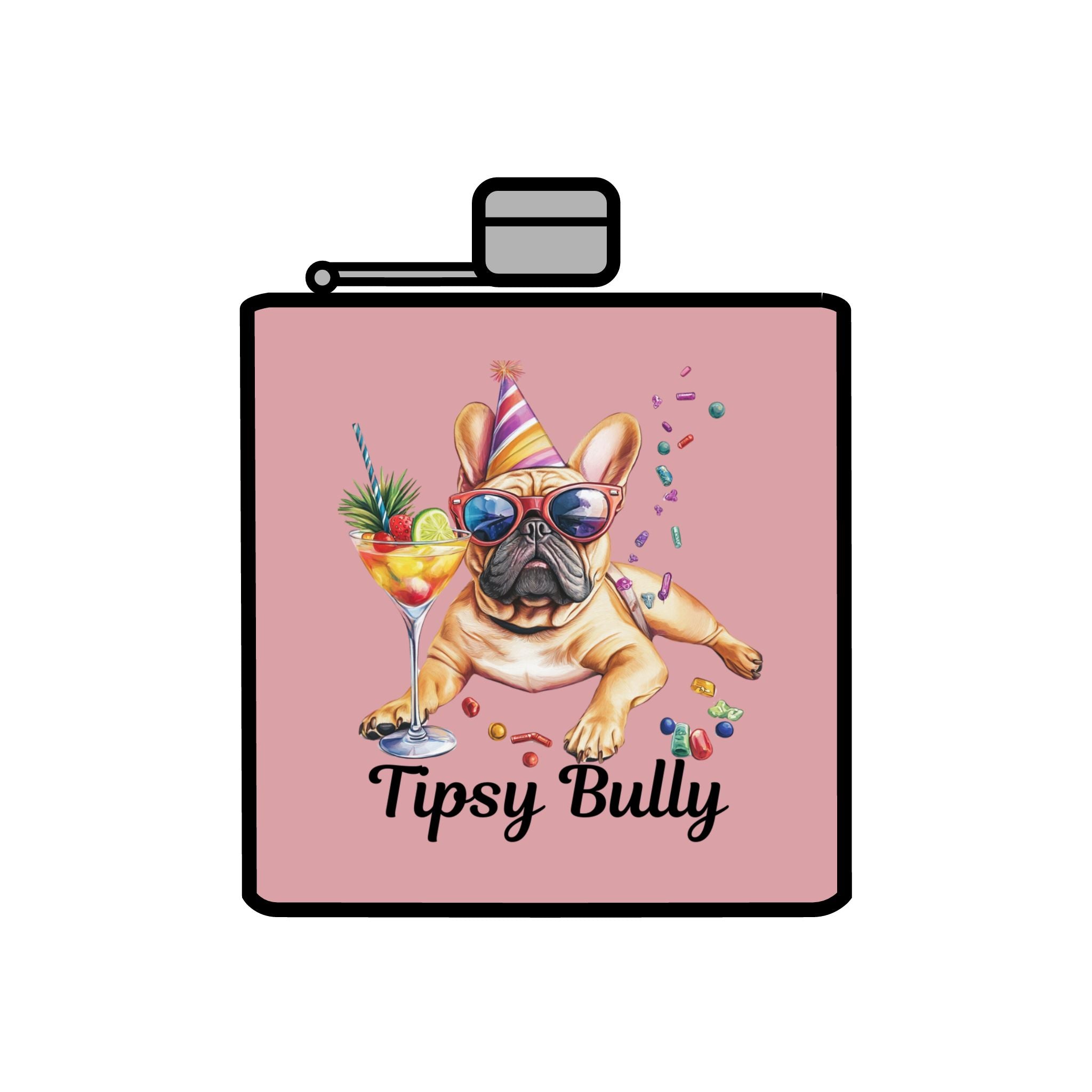 Tipsy Bully Stainless Steel Flask – Bulldog Edition (French/Tipsy Bully)