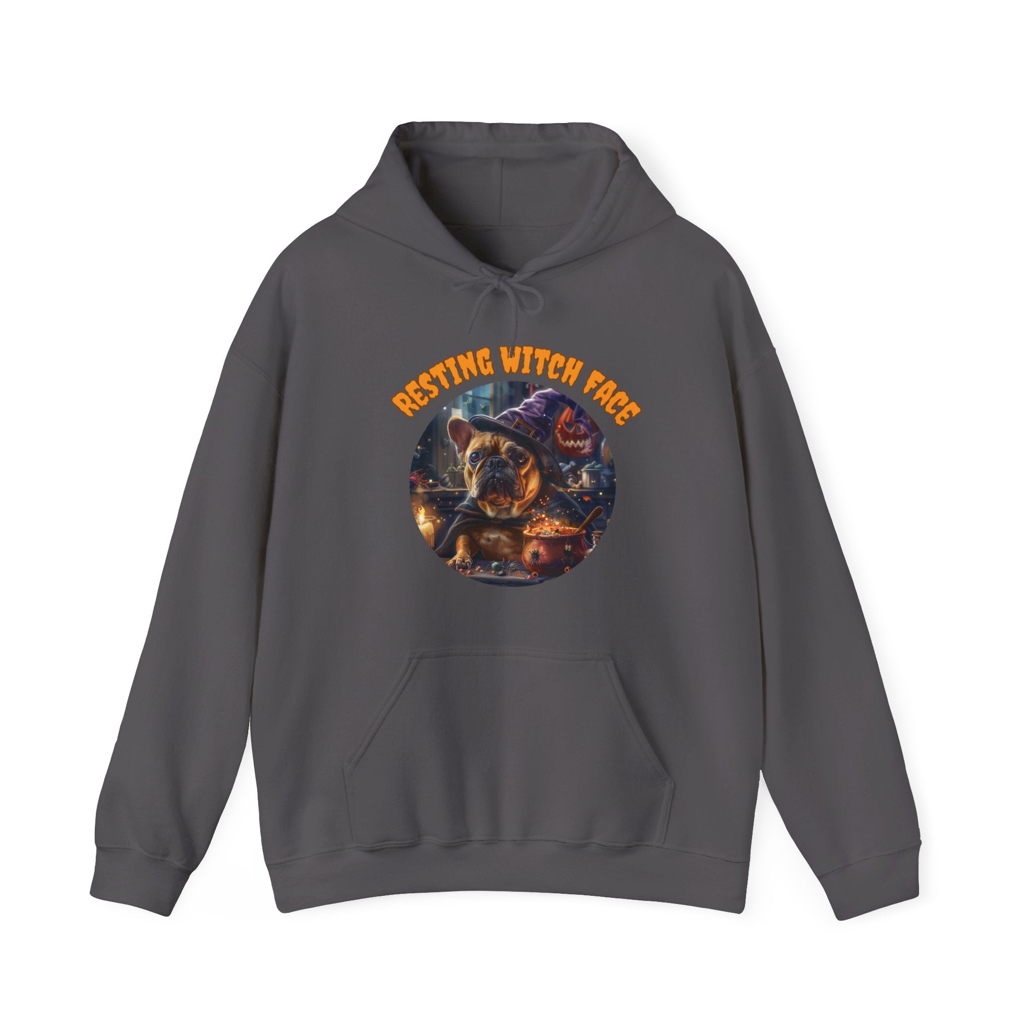 "Resting Witch Face" Halloween Bulldog Hoodie (Tan/French)