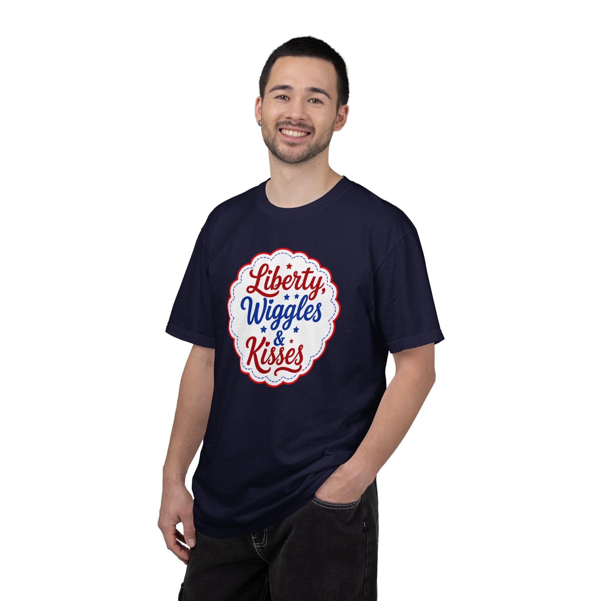 Liberty, Wiggles & Kisses Bulldog T-Shirt | Patriotic Garment-Dyed Tee (French)