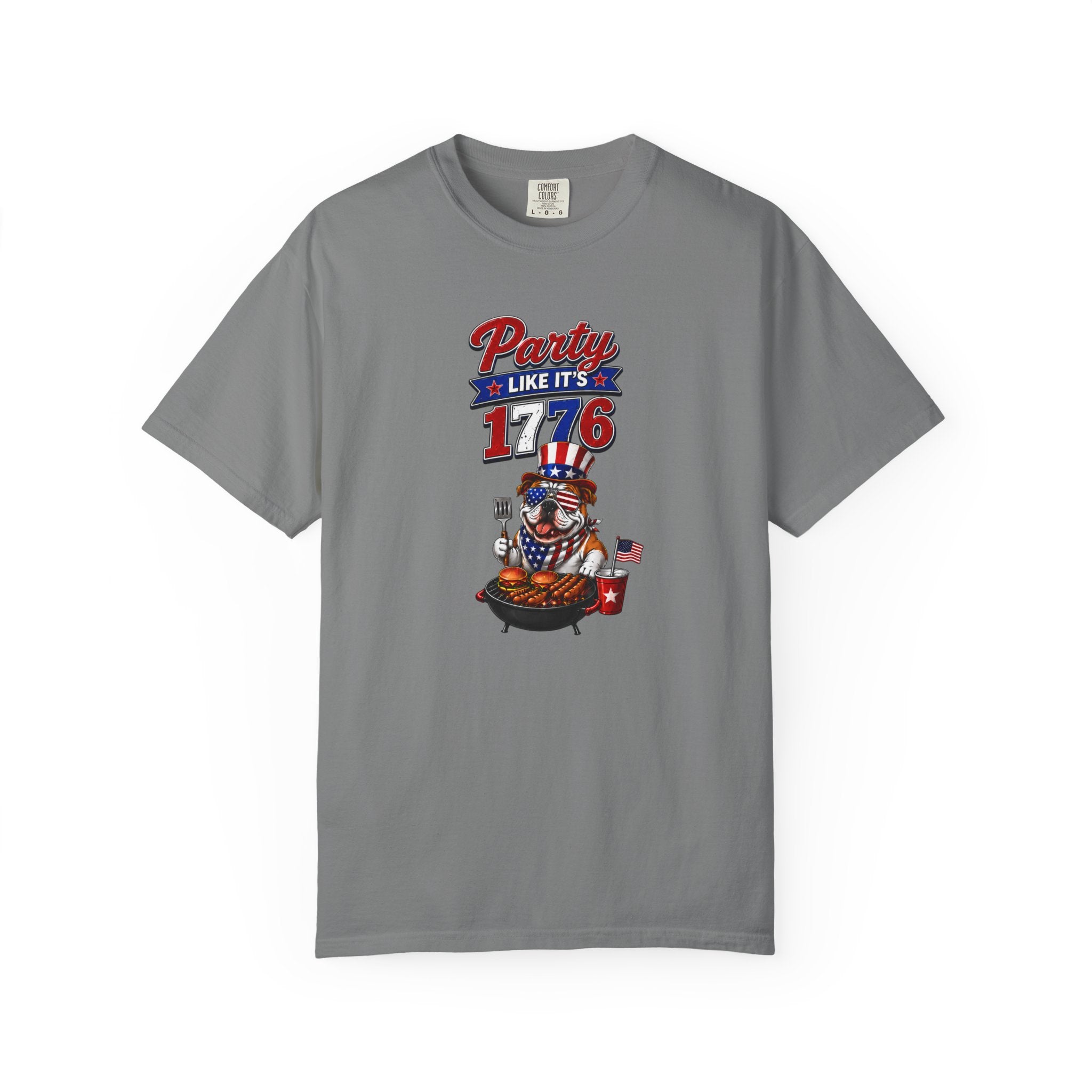 Party Like Its 1776 Bulldog T-Shirt | Patriotic Garment-Dyed Tee (English)