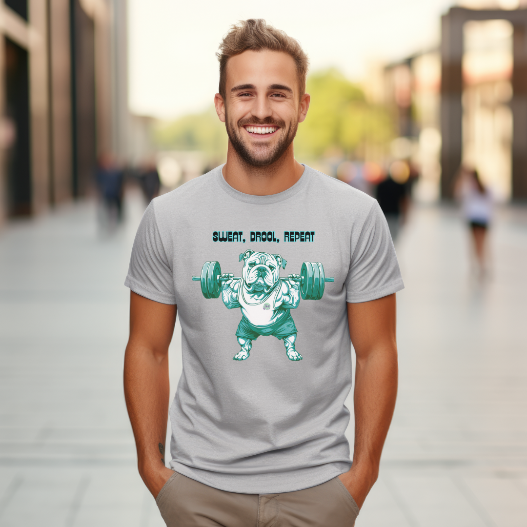 Tipsy Bullly Ripped Bulldog  Unisex Moisture Wicking Performance T-Shirt (English/Green)