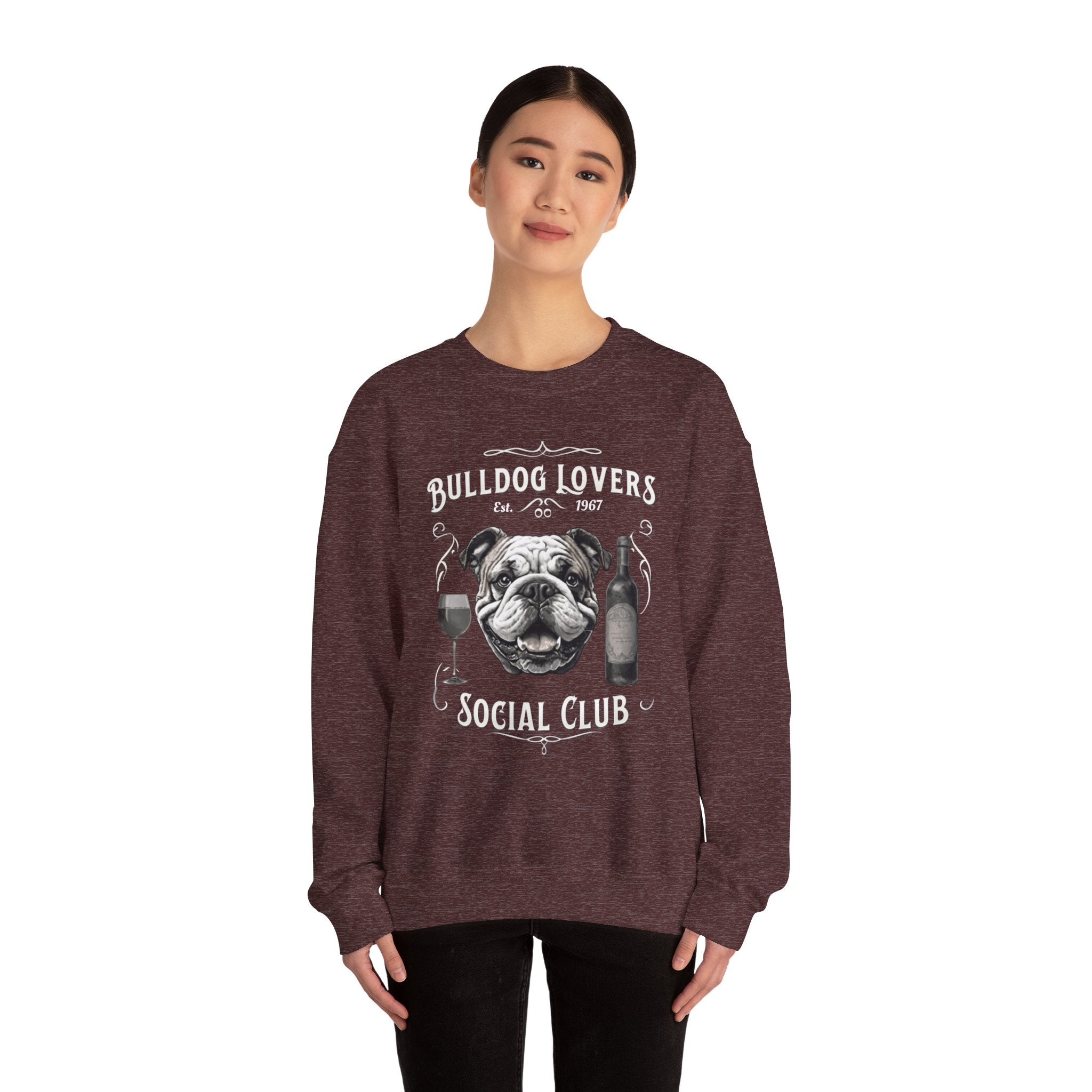 Bulldog Lovers Social Club Unisex Heavy Blend™ Crewneck Sweatshirt (English/Wine)