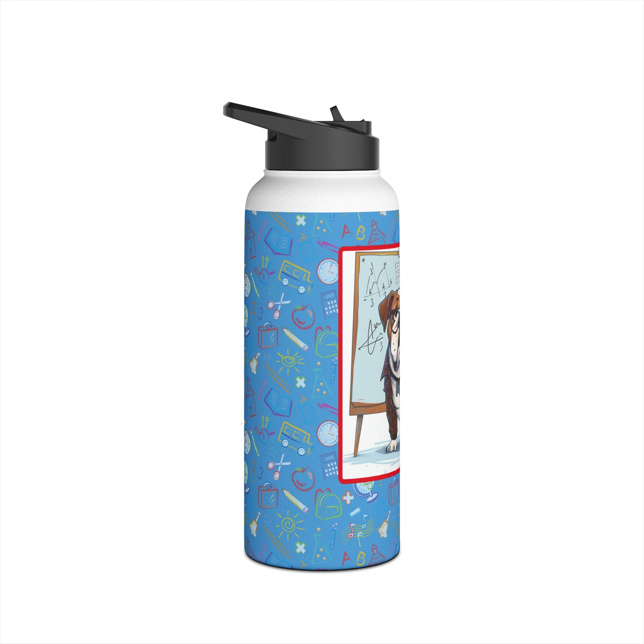 Smarty Paws Back-to-School Bulldog Water Bottle (Tan/English)