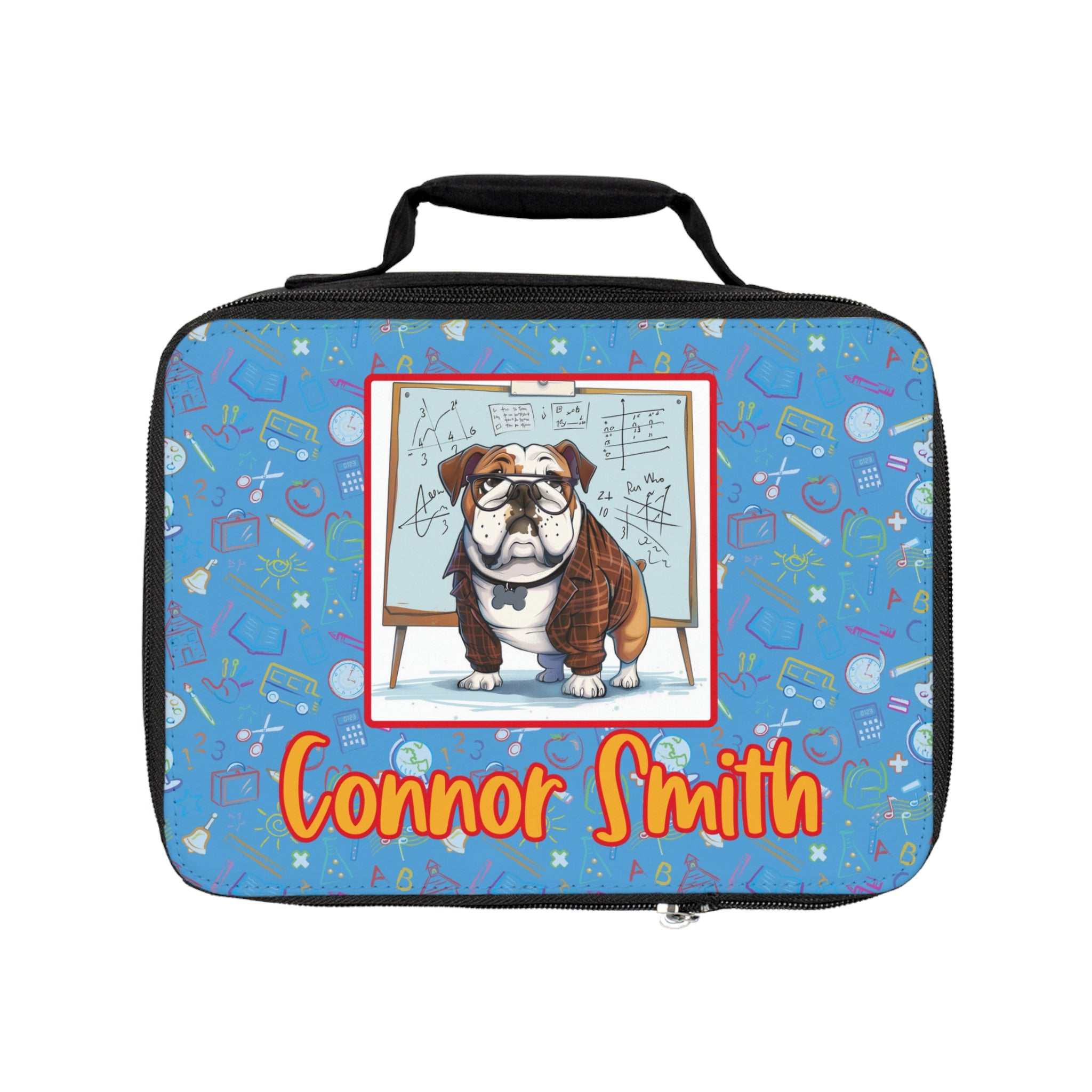 Smarty Paws Back-to-School Bulldog Lunch Bag (Tan/English)