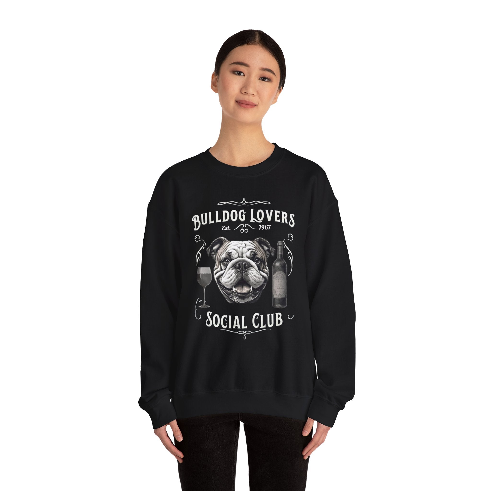 Bulldog Lovers Social Club Unisex Heavy Blend™ Crewneck Sweatshirt (English/Wine)