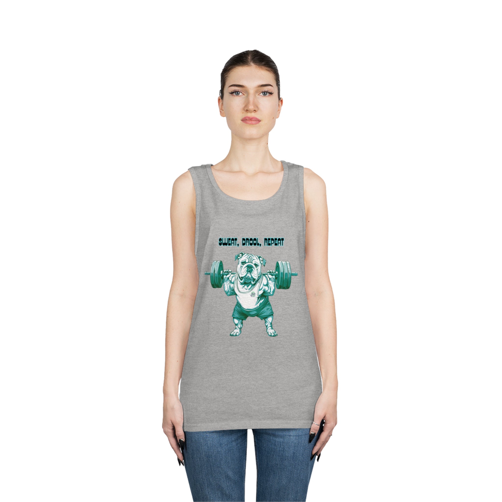 Tipsy Bully "Sweat, Drool, Repeat"  Unisex Tank Top (English/Green)