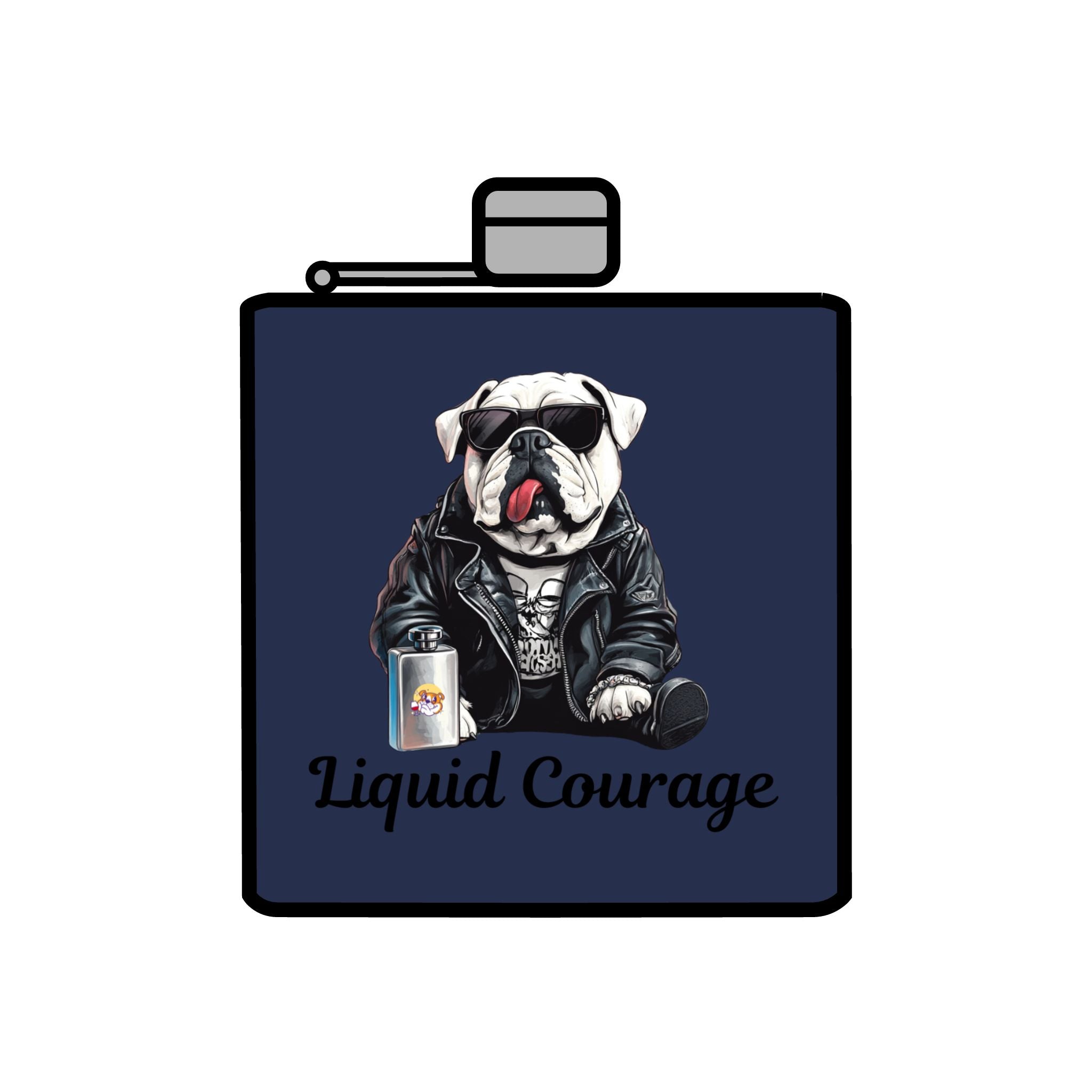 Tipsy Bully Stainless Steel Flask – Bulldog Edition (English/Courage)