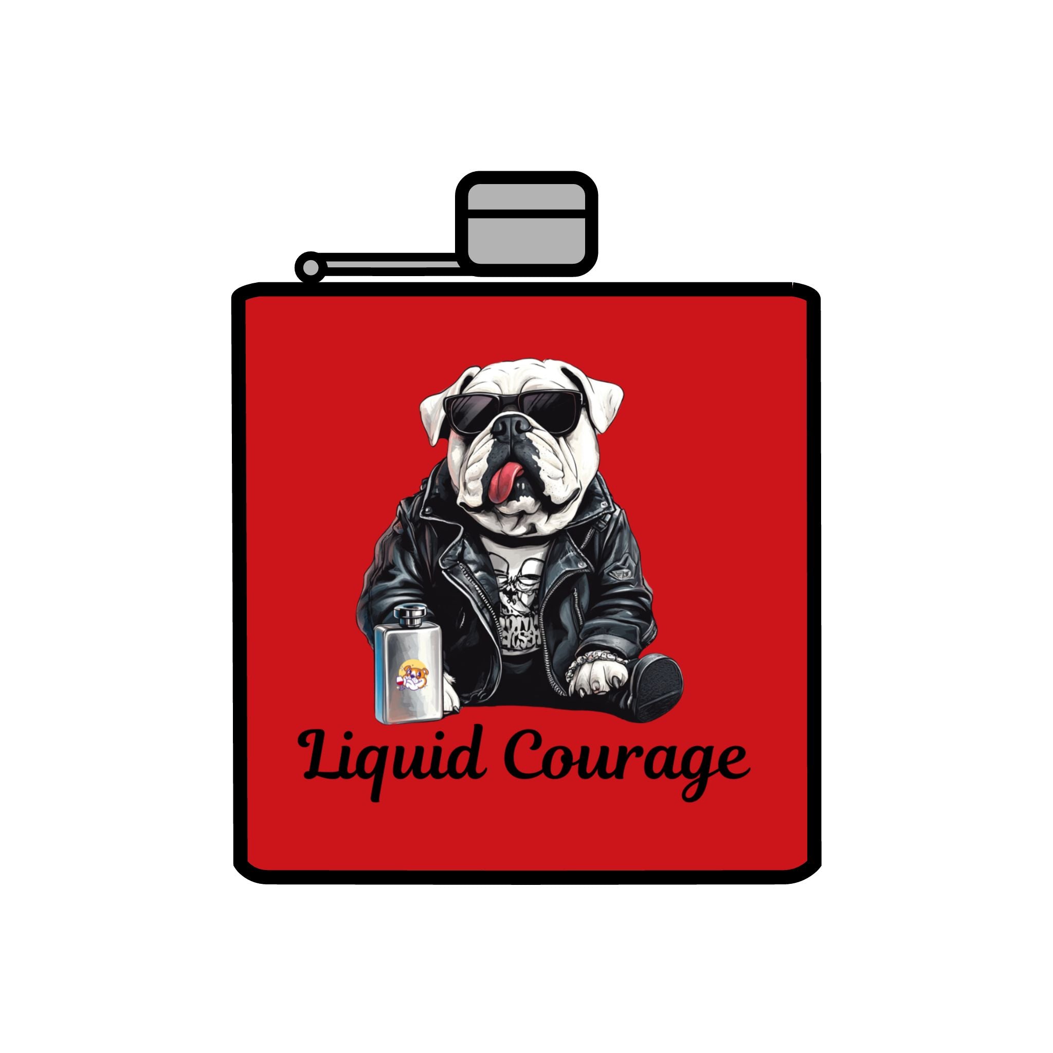 Tipsy Bully Stainless Steel Flask – Bulldog Edition (English/Courage)