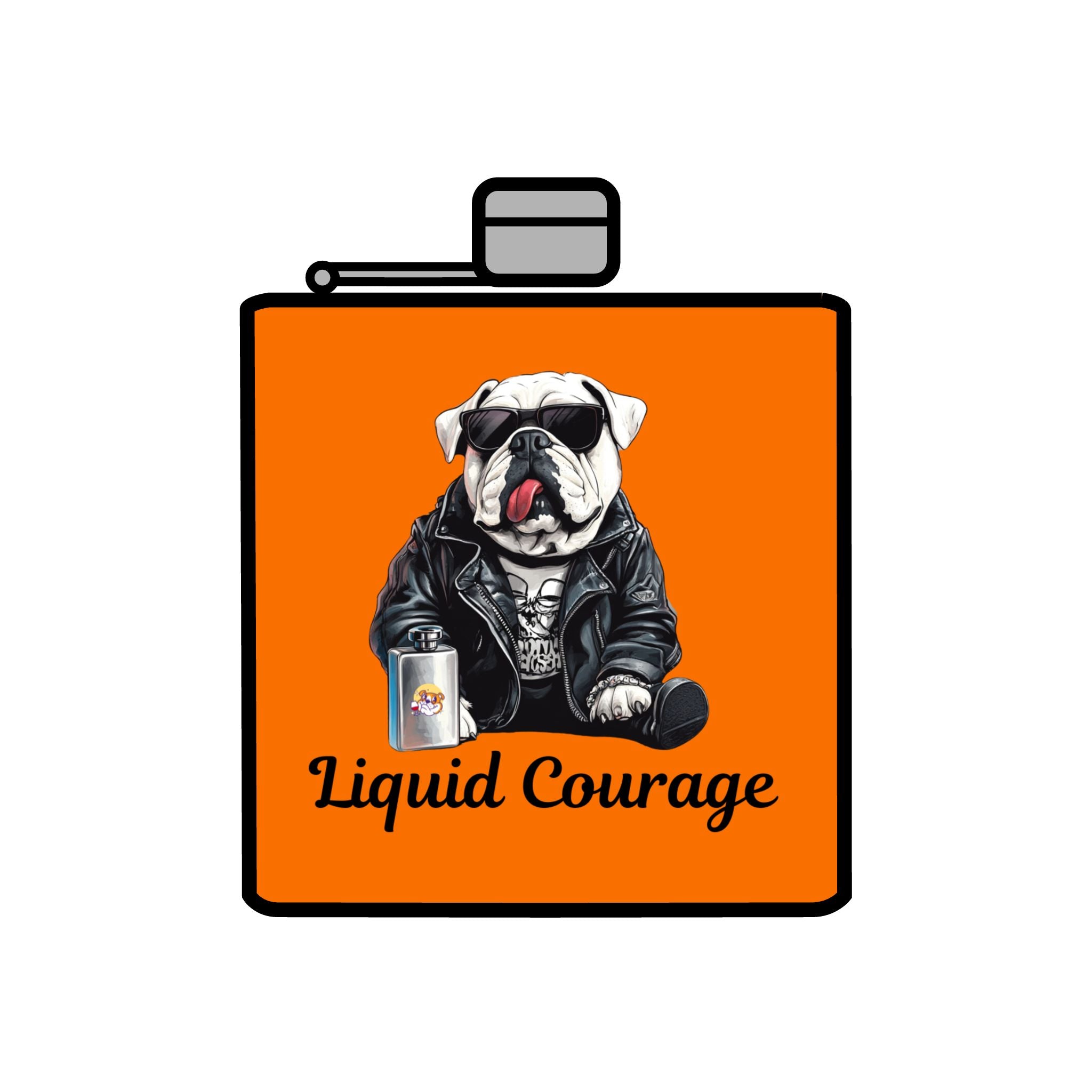 Tipsy Bully Stainless Steel Flask – Bulldog Edition (English/Courage)