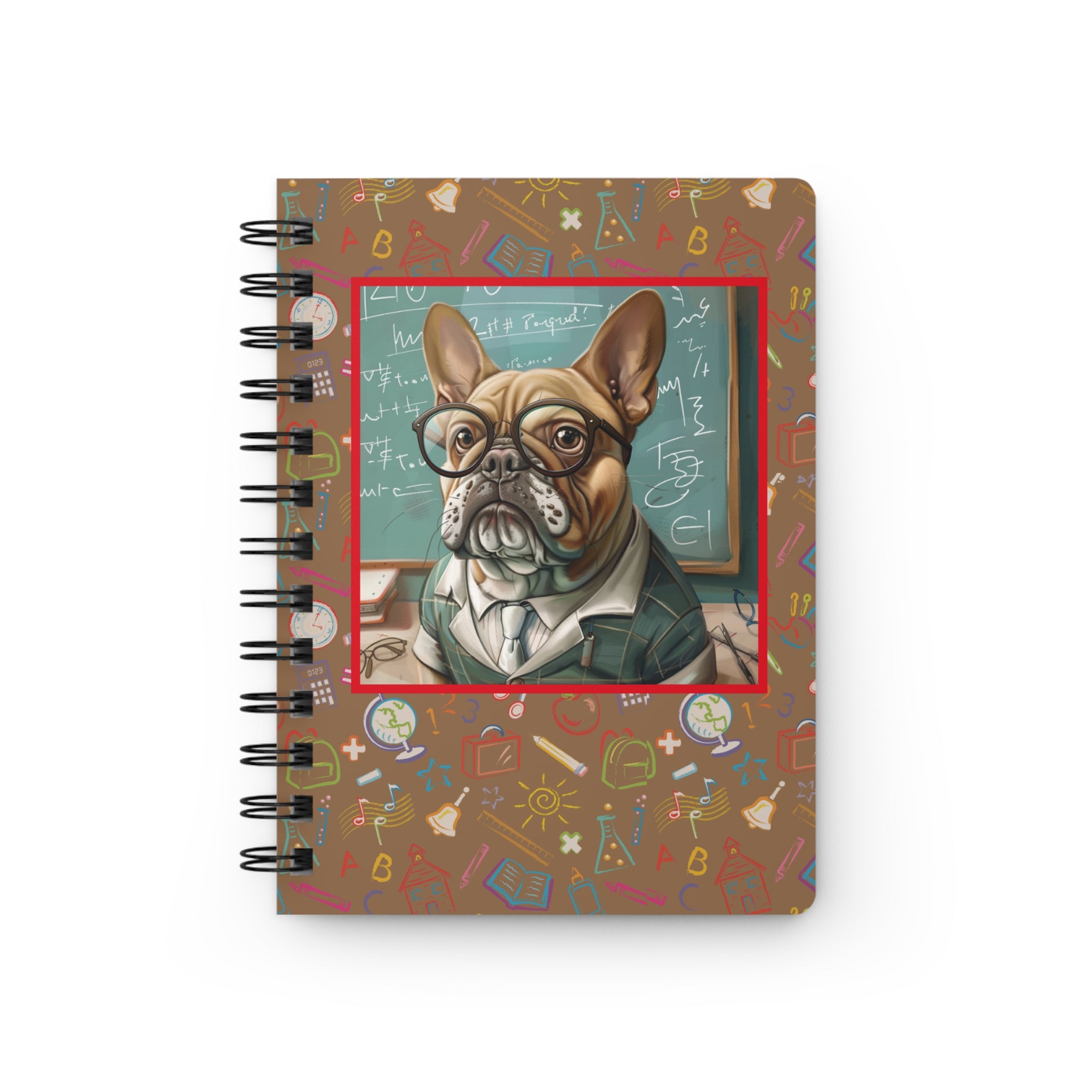 Smarty Paws Back-to-School Bulldog Spiral Notebook (Tan/French)