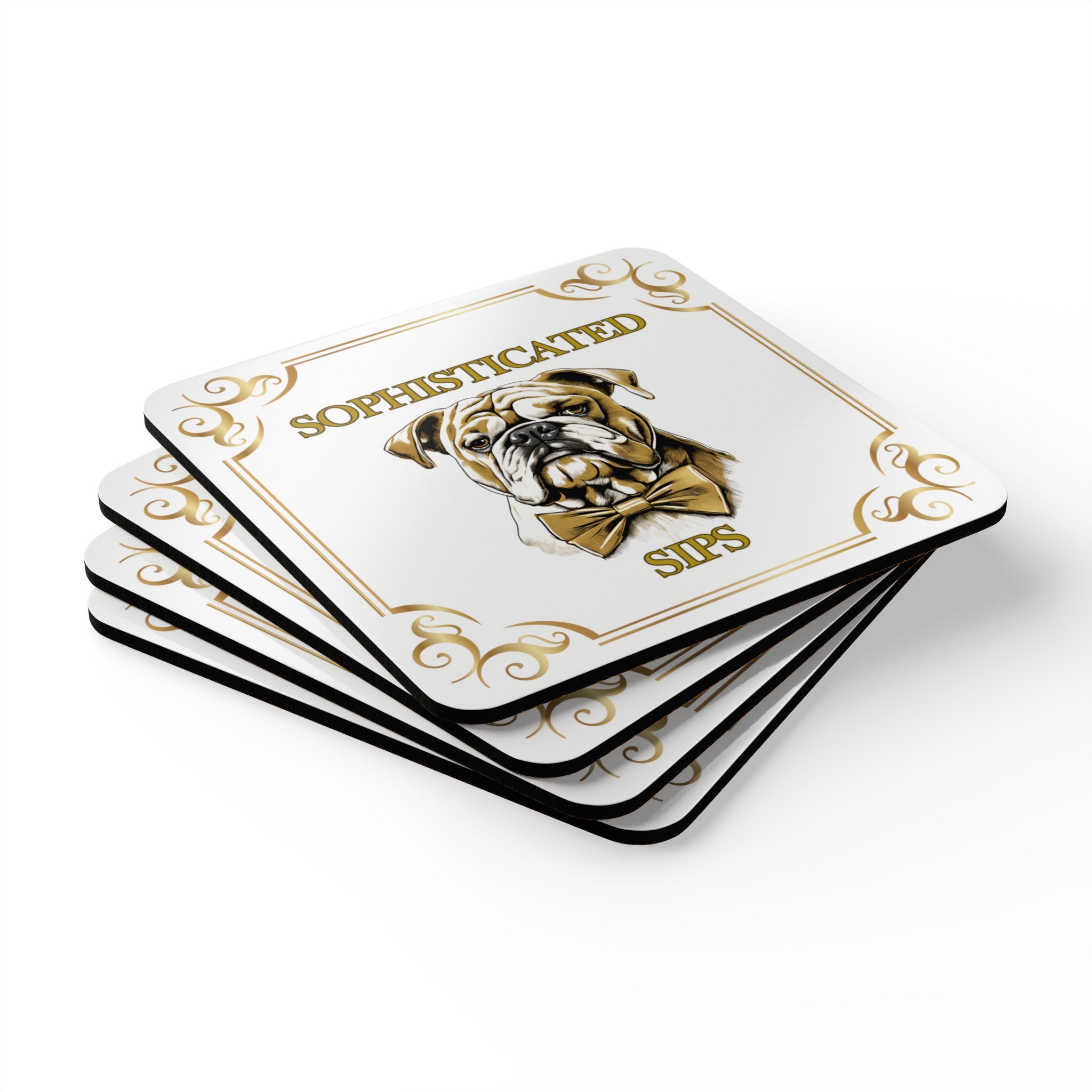 "Sophisticated Sips" set of 4 coasters (English)