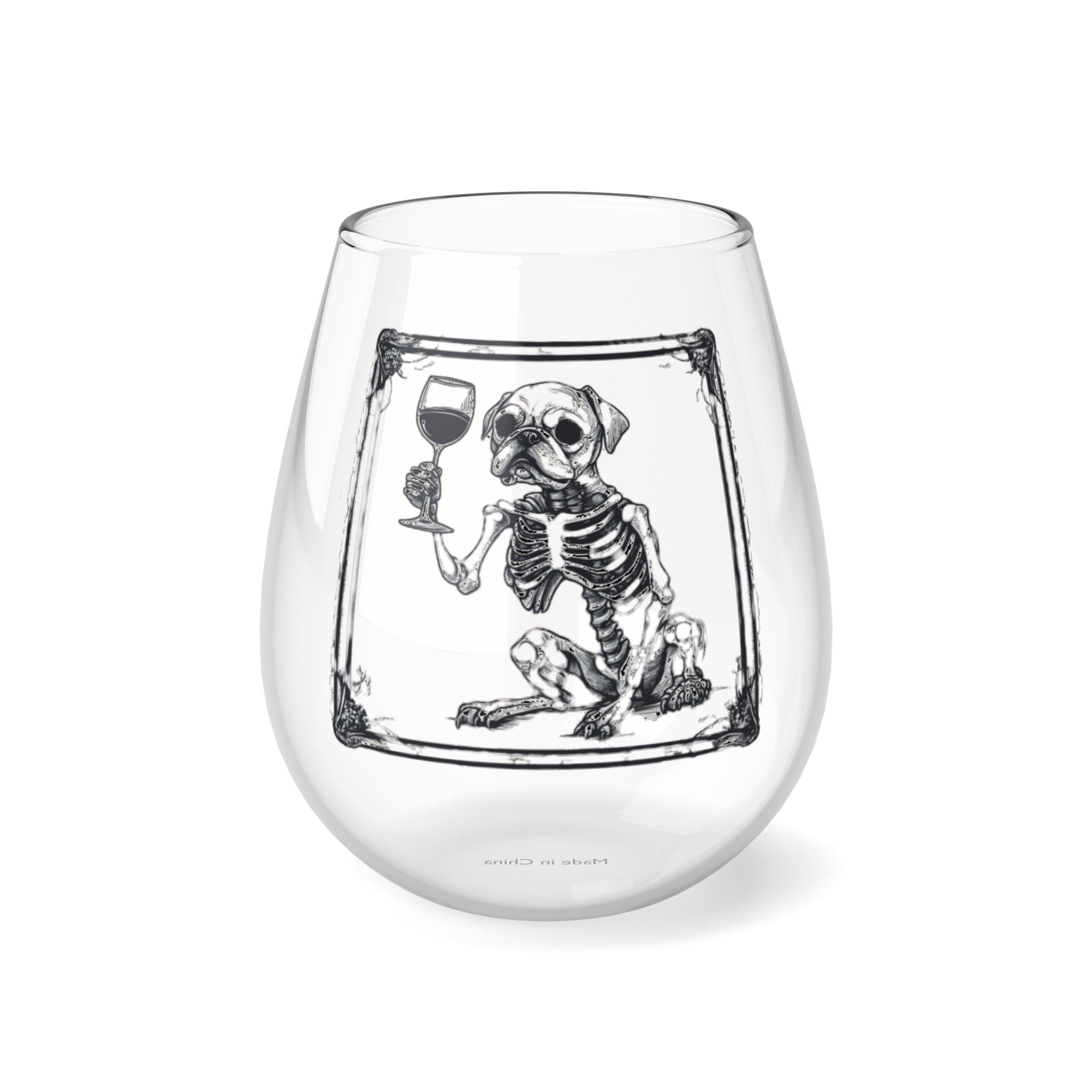 Spooky Sips Bulldog Wine Glass (English)