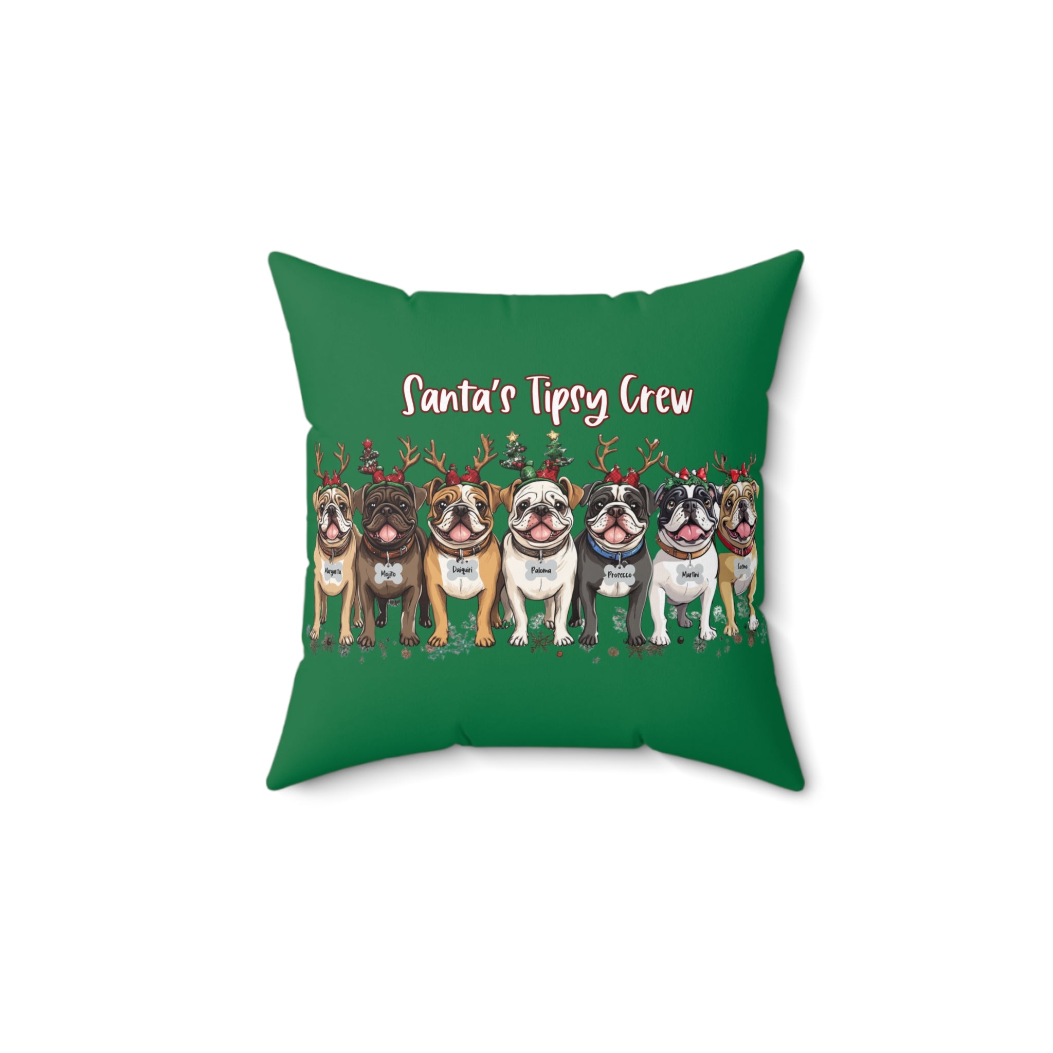 Copy of “Santa’s Tipsy Crew” Christmas pillow (Green/English)