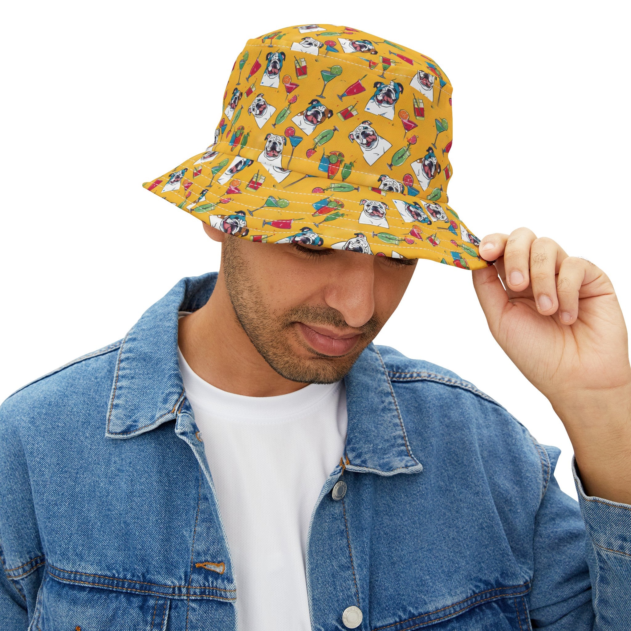 Tipsy Bully Unisex All-Over-Print Bucket Hat (English/Yellow)