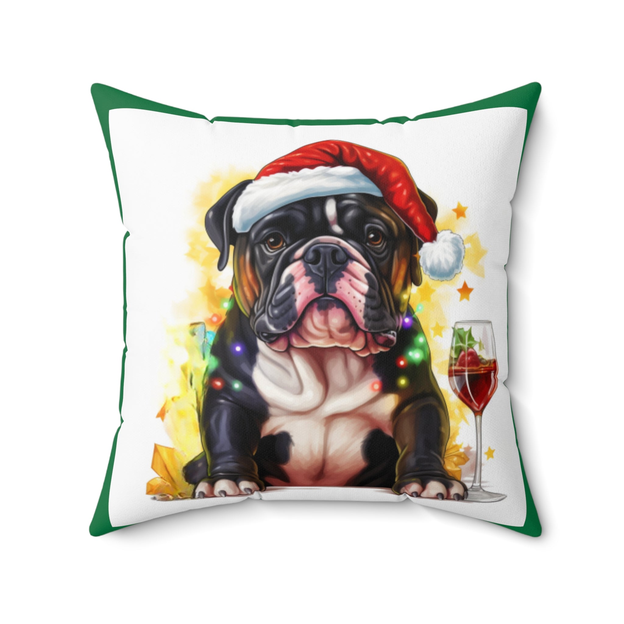 Tipsy Bully Holiday Pillow (Black English-Green)