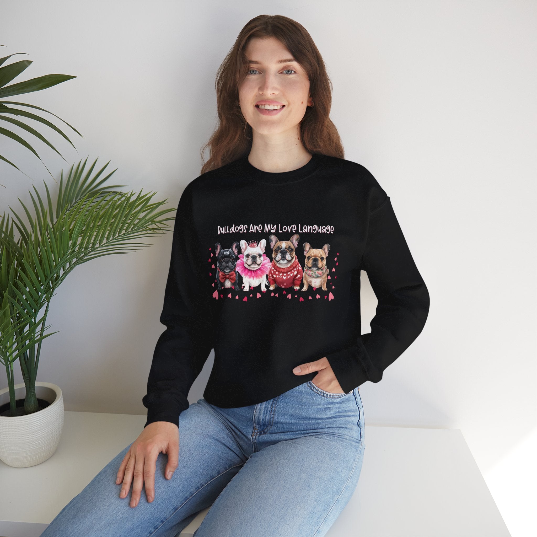 Bulldog Valentine’s Day Crew Neck Sweatshirt (French)